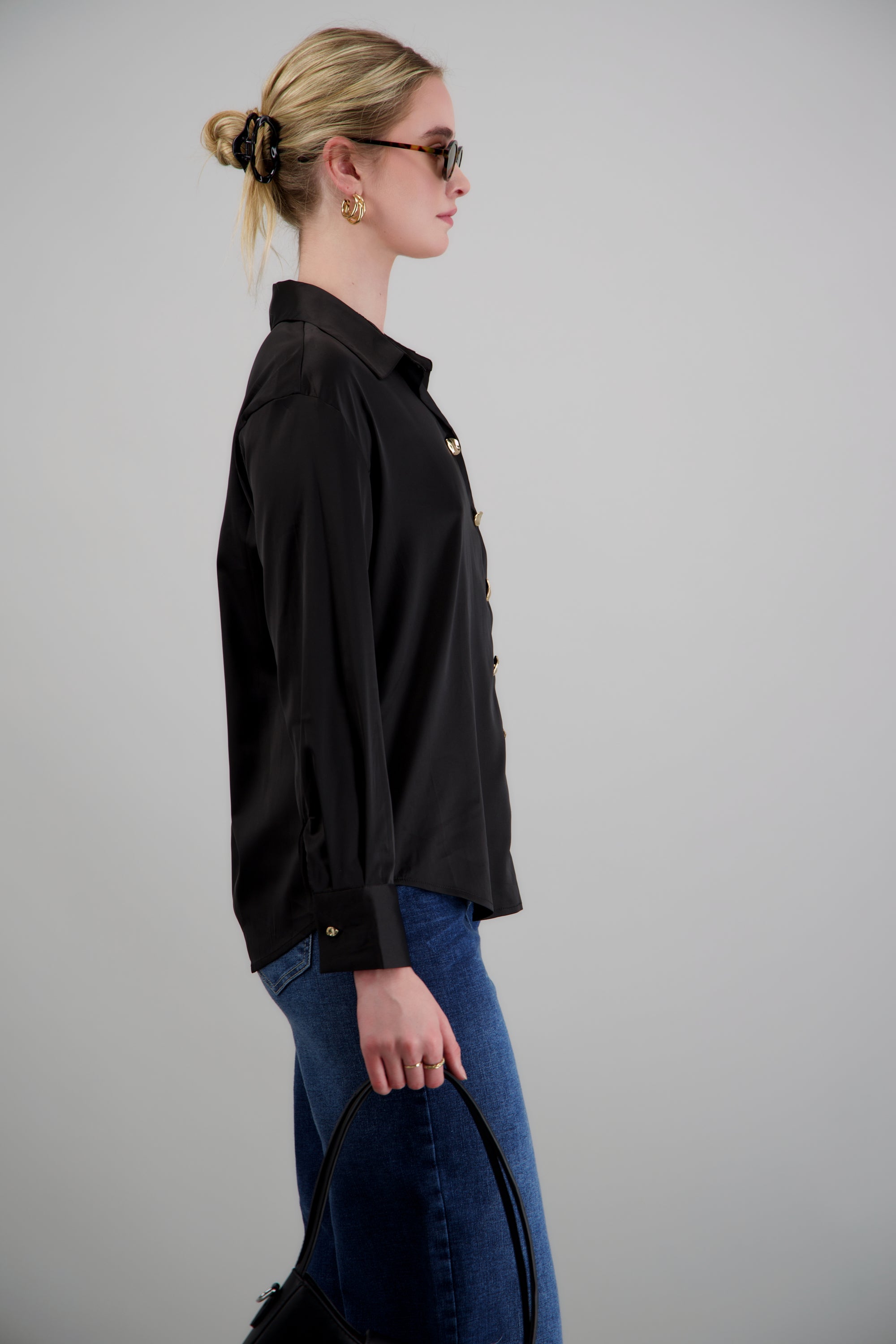 Camisa satin oversize NEGRO