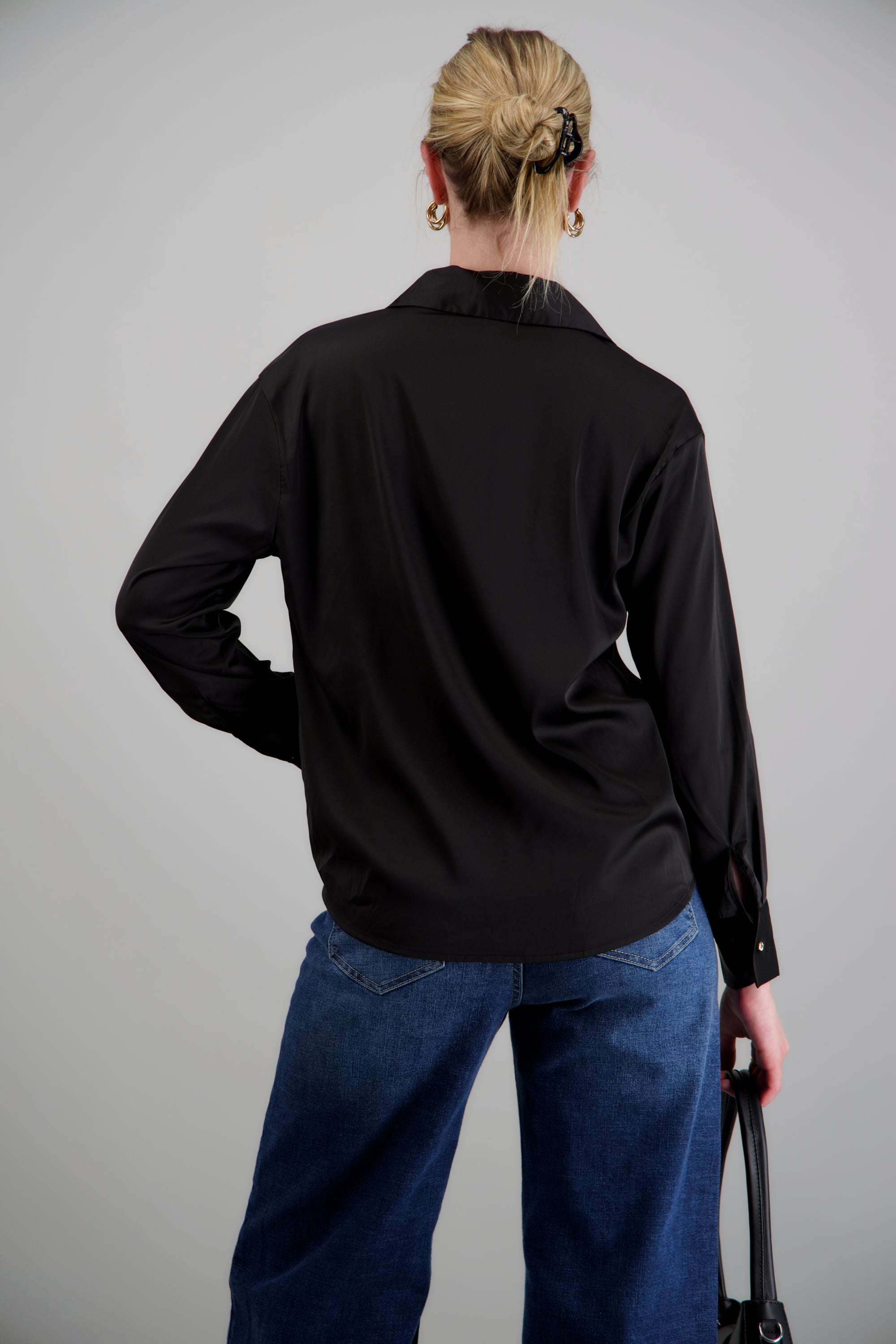 Camisa satin oversize NEGRO