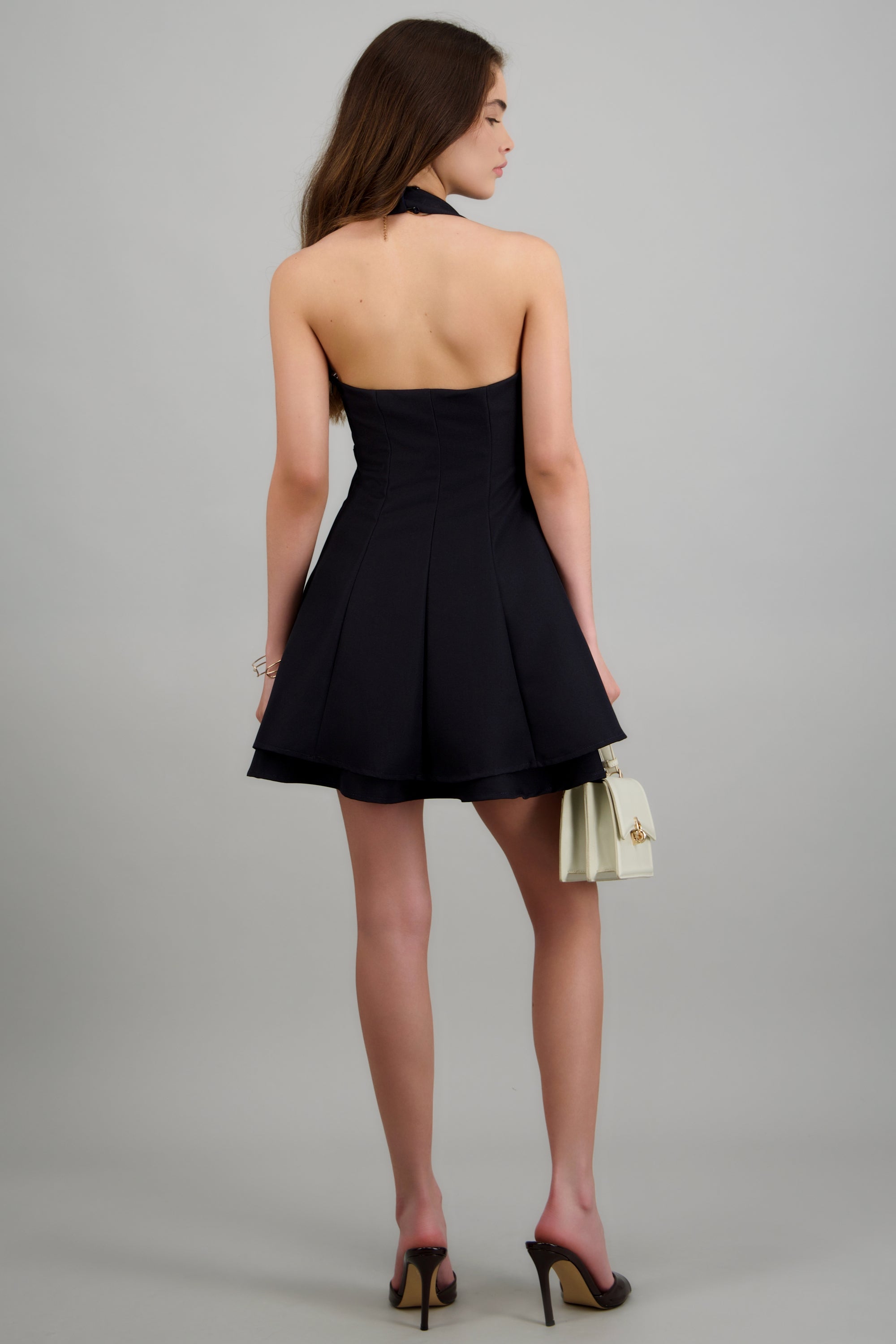 Vestido corto halter falda ampon hypsters MARINO