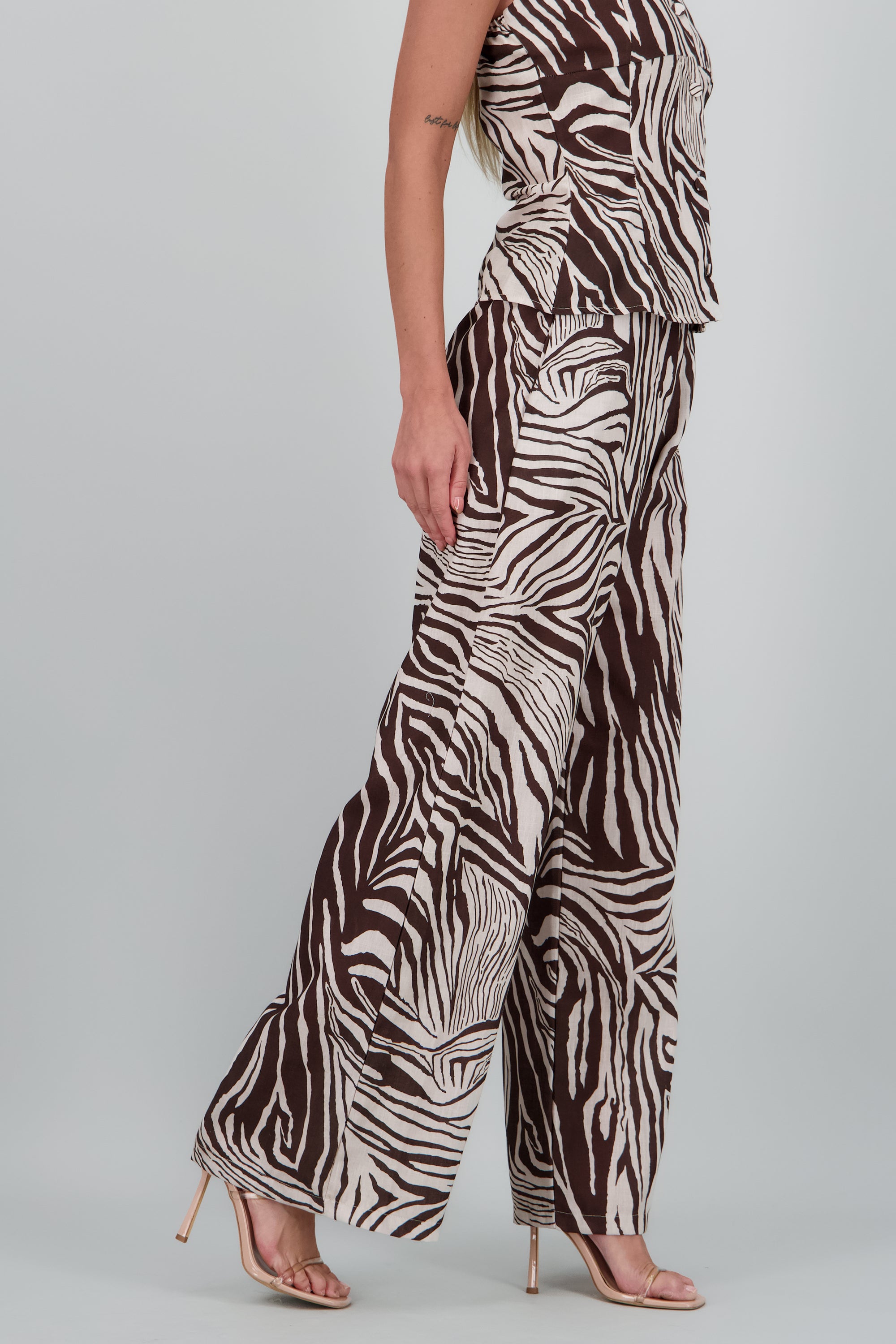 pantalon wide leg animal print CAFE COMBO