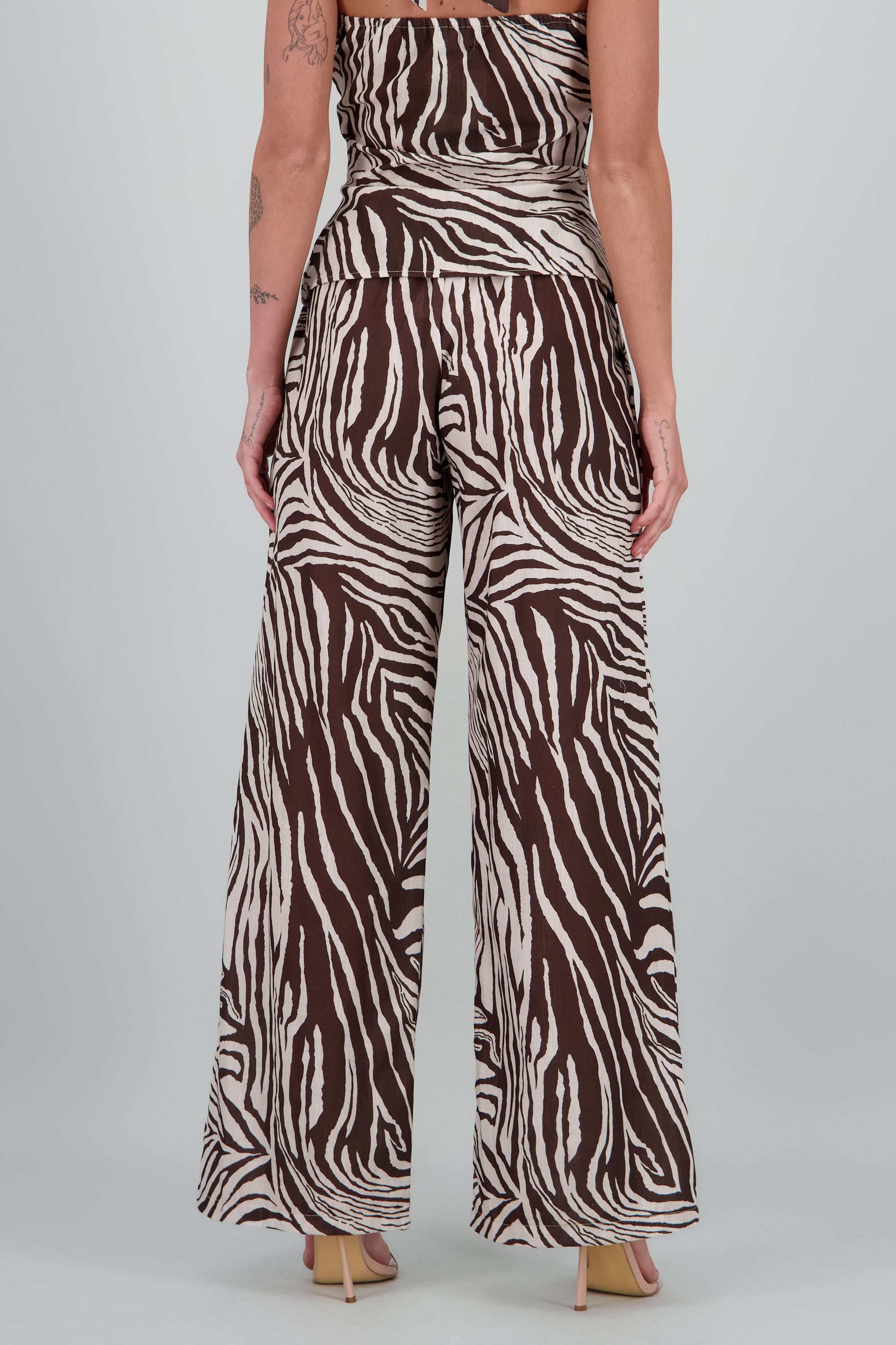 pantalon wide leg animal print CAFE COMBO
