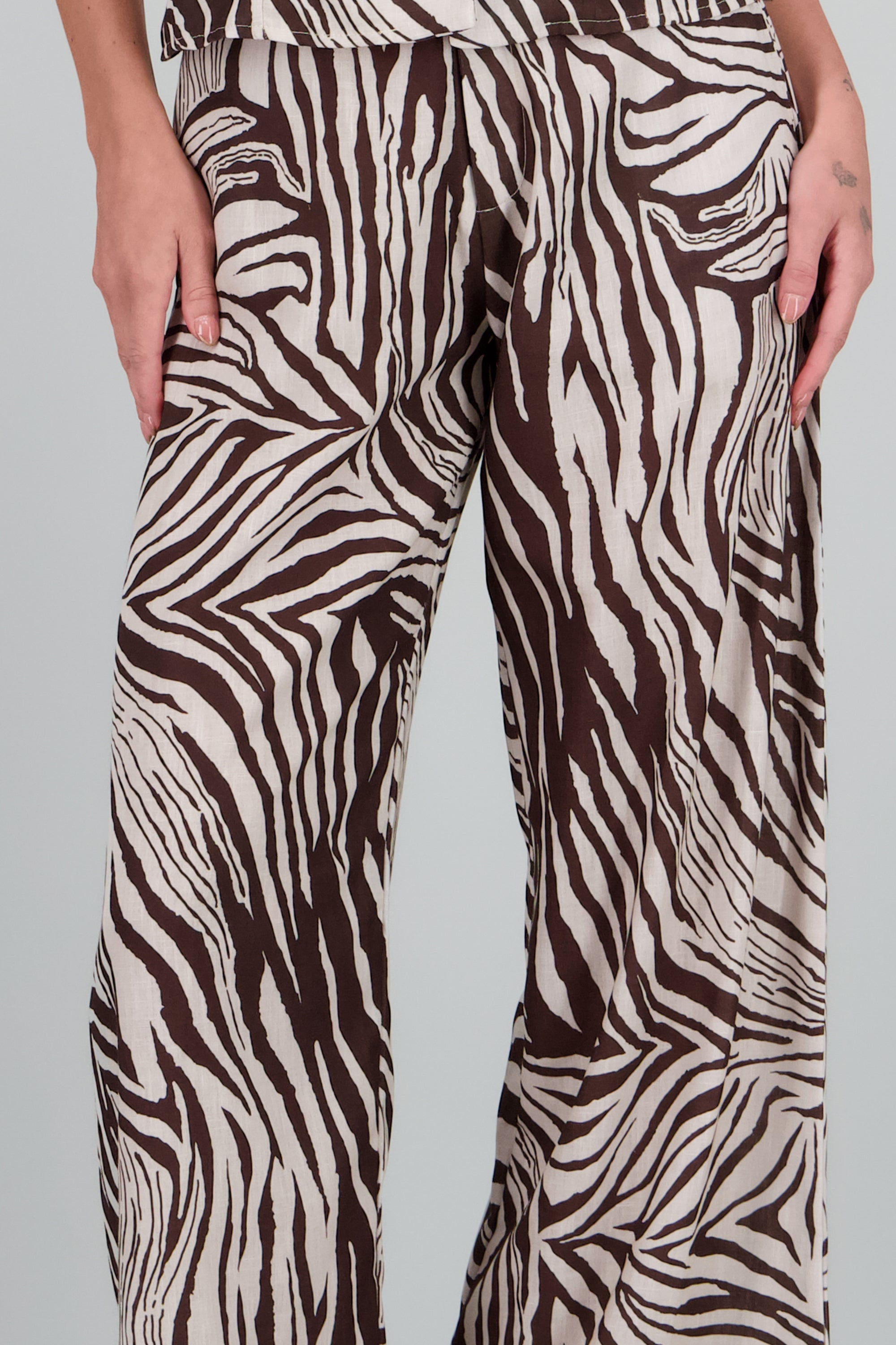 pantalon wide leg animal print CAFE COMBO