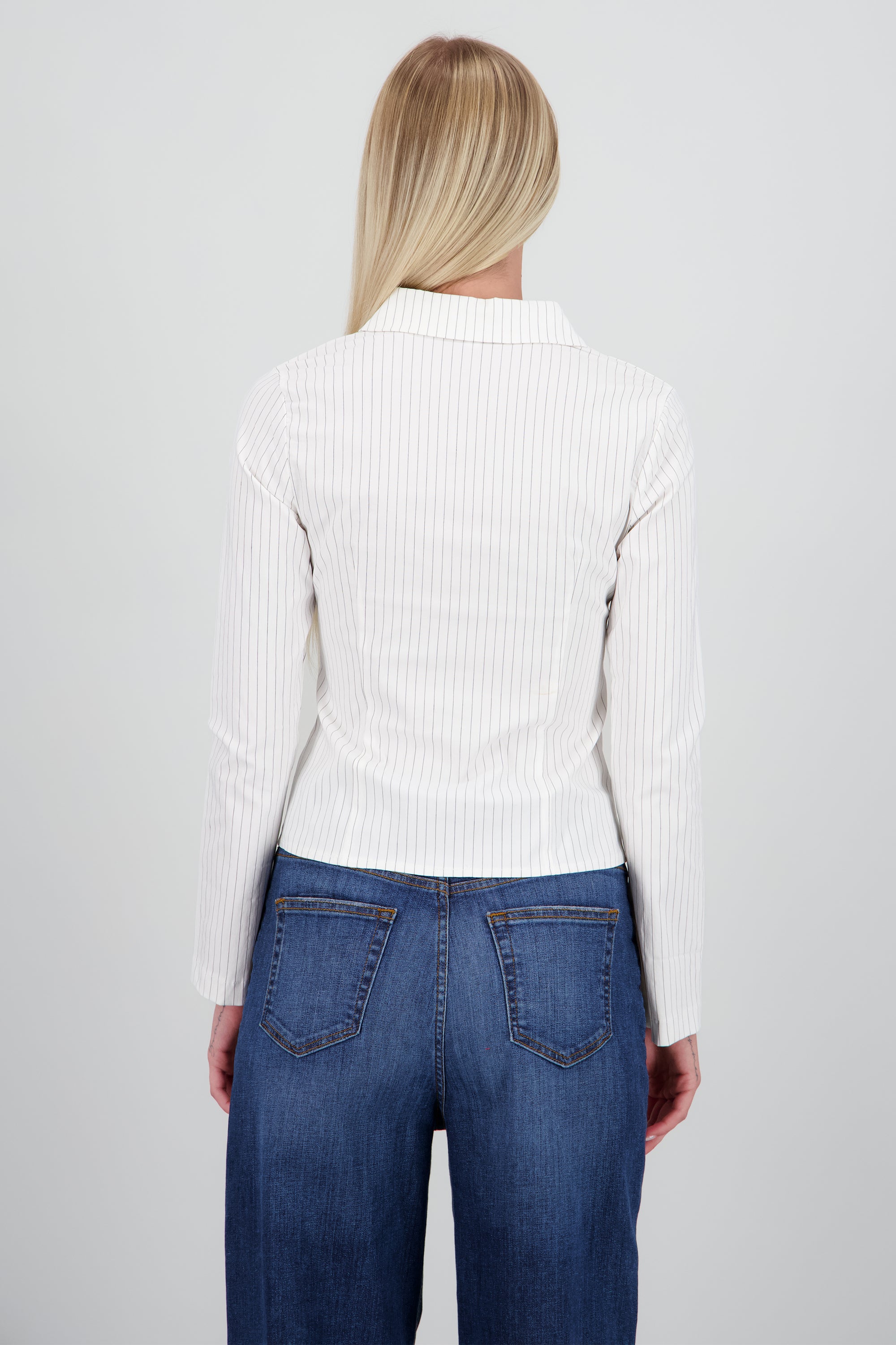 Camisa rayas detalle cintura BLANCO COMBO