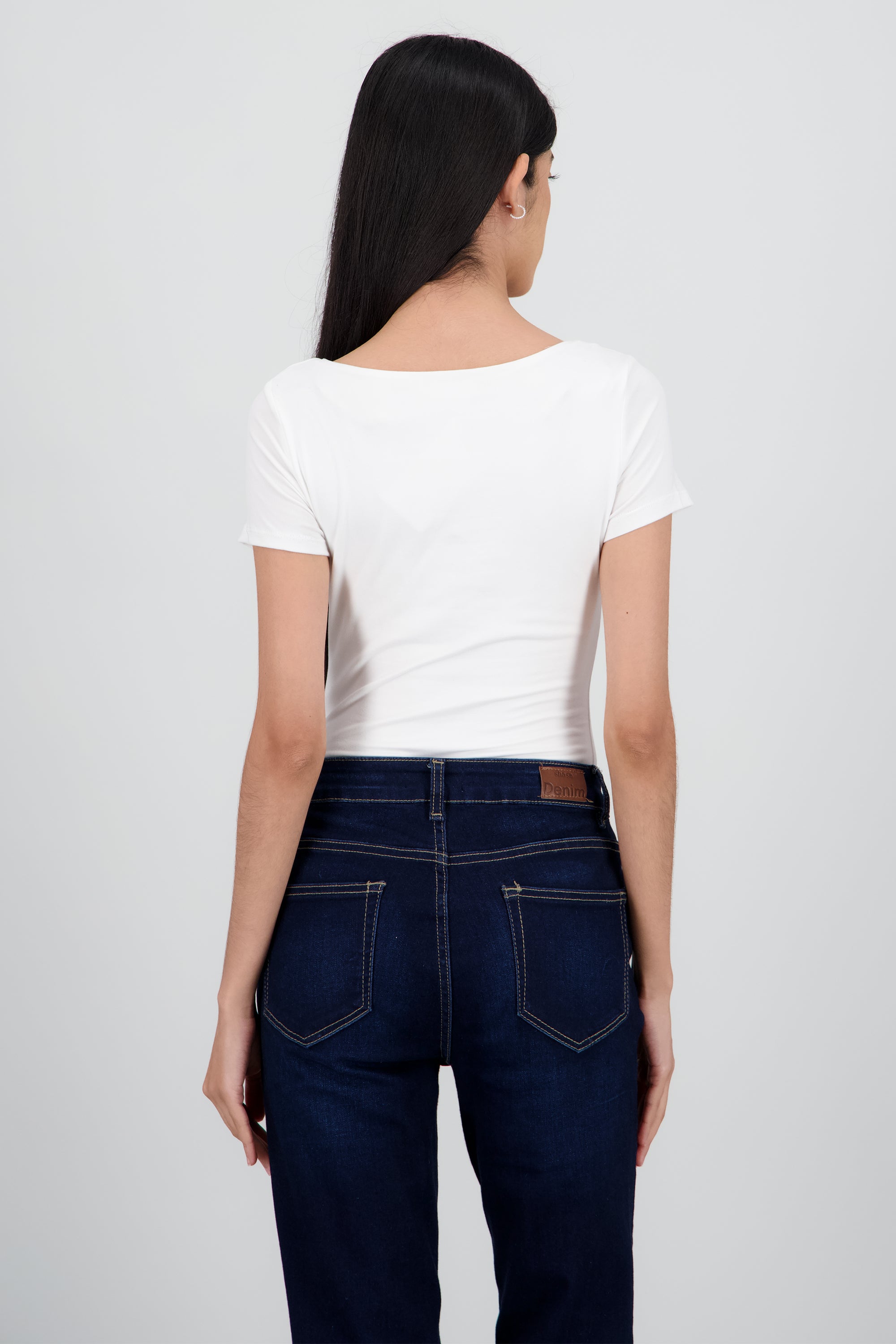 Bodysuit escote redondo manga corta BLANCO