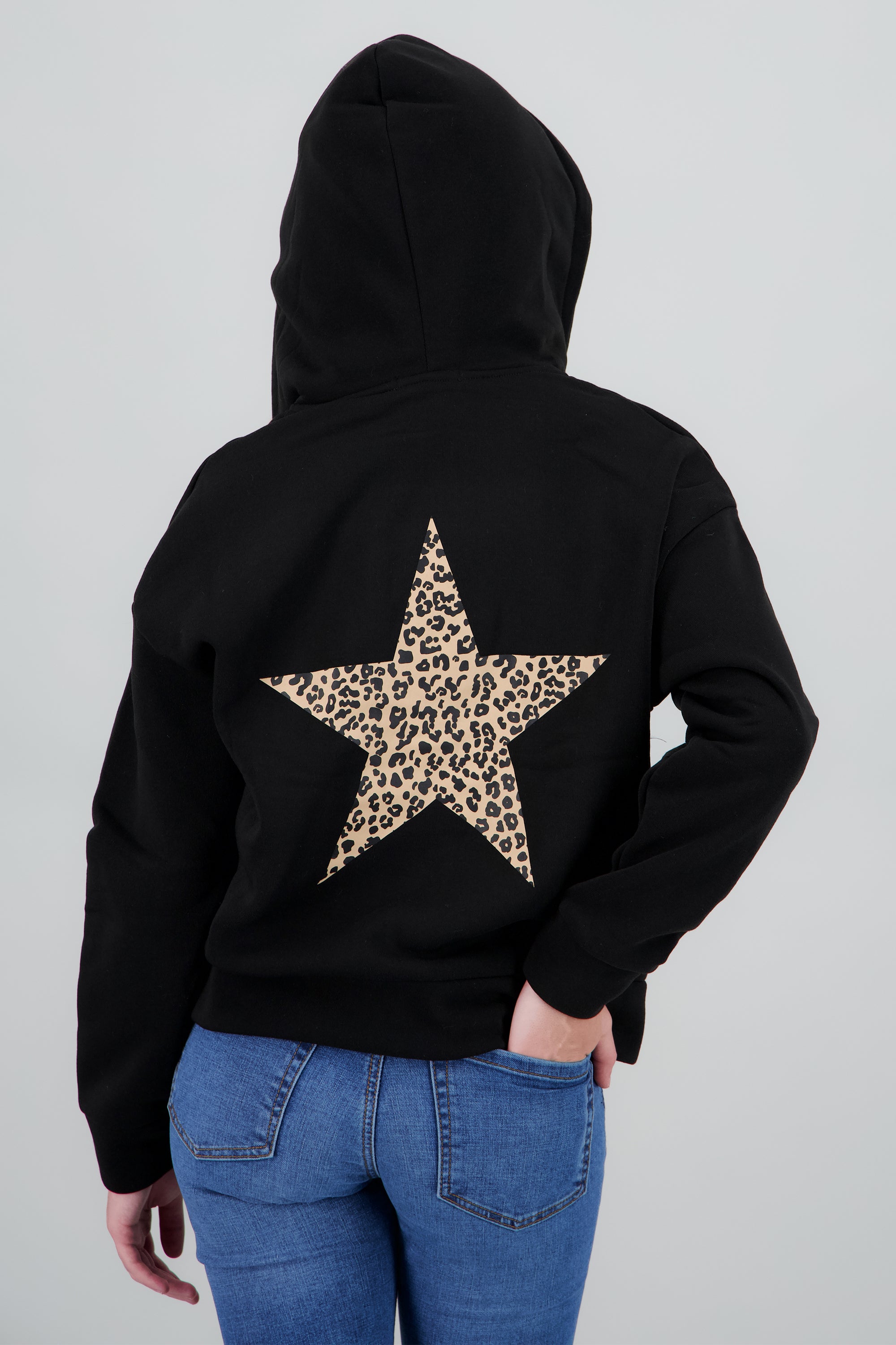 Chamarra estampado estrella animal print NEGRO