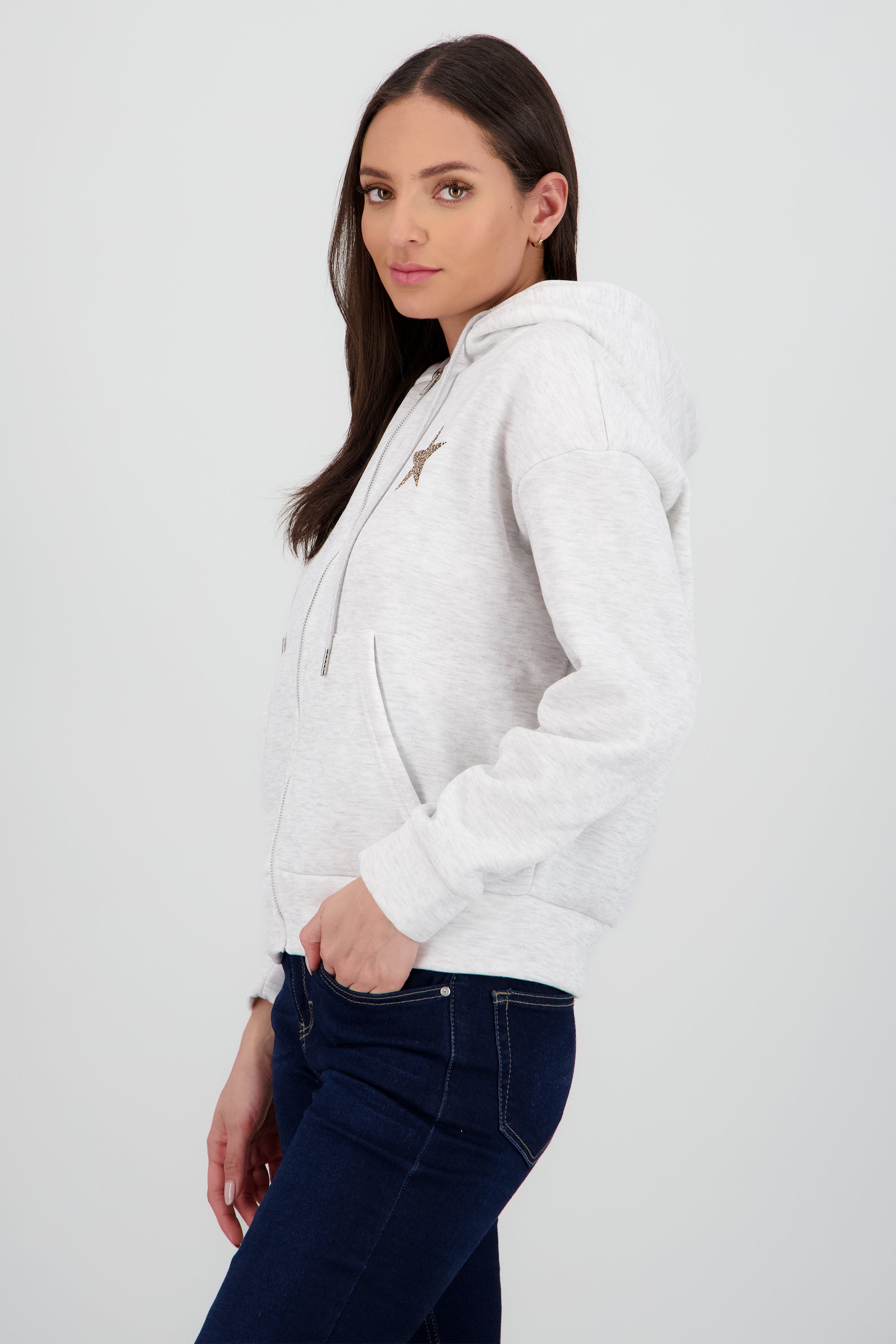 Chamarra estampado estrella animal print GRIS CLARO