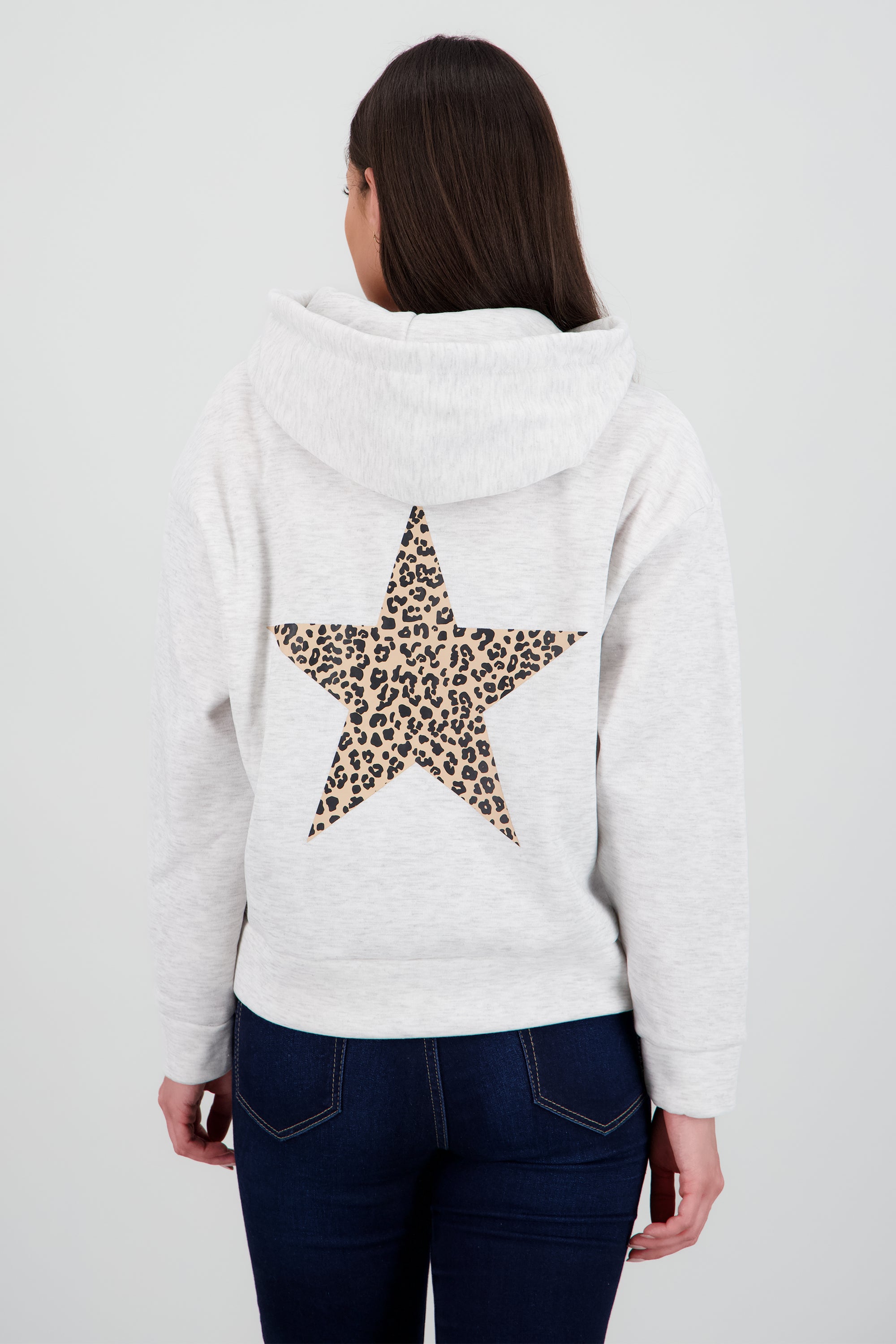 Chamarra estampado estrella animal print GRIS CLARO