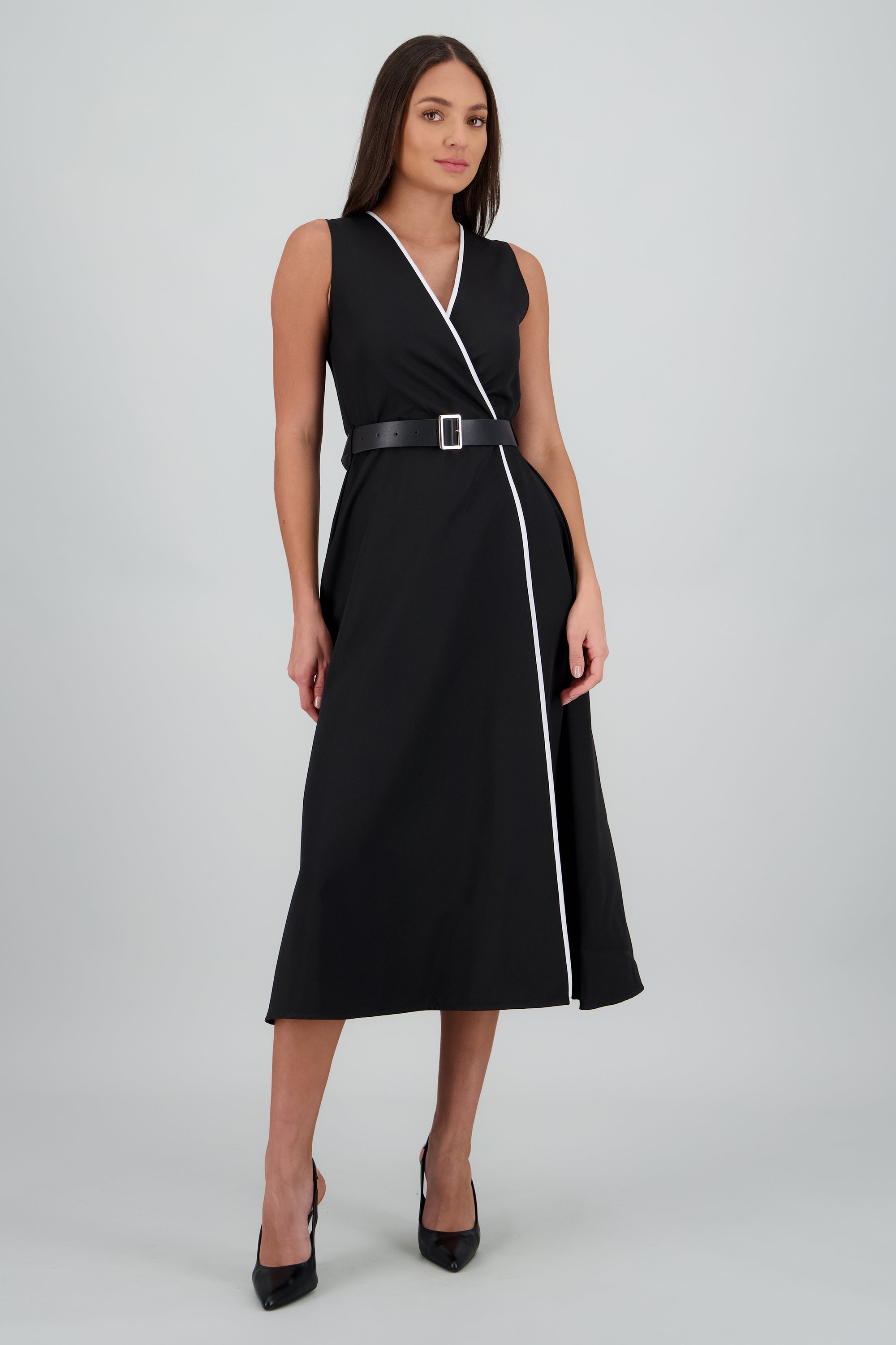 vestido crossline contraste NEGRO COMBO