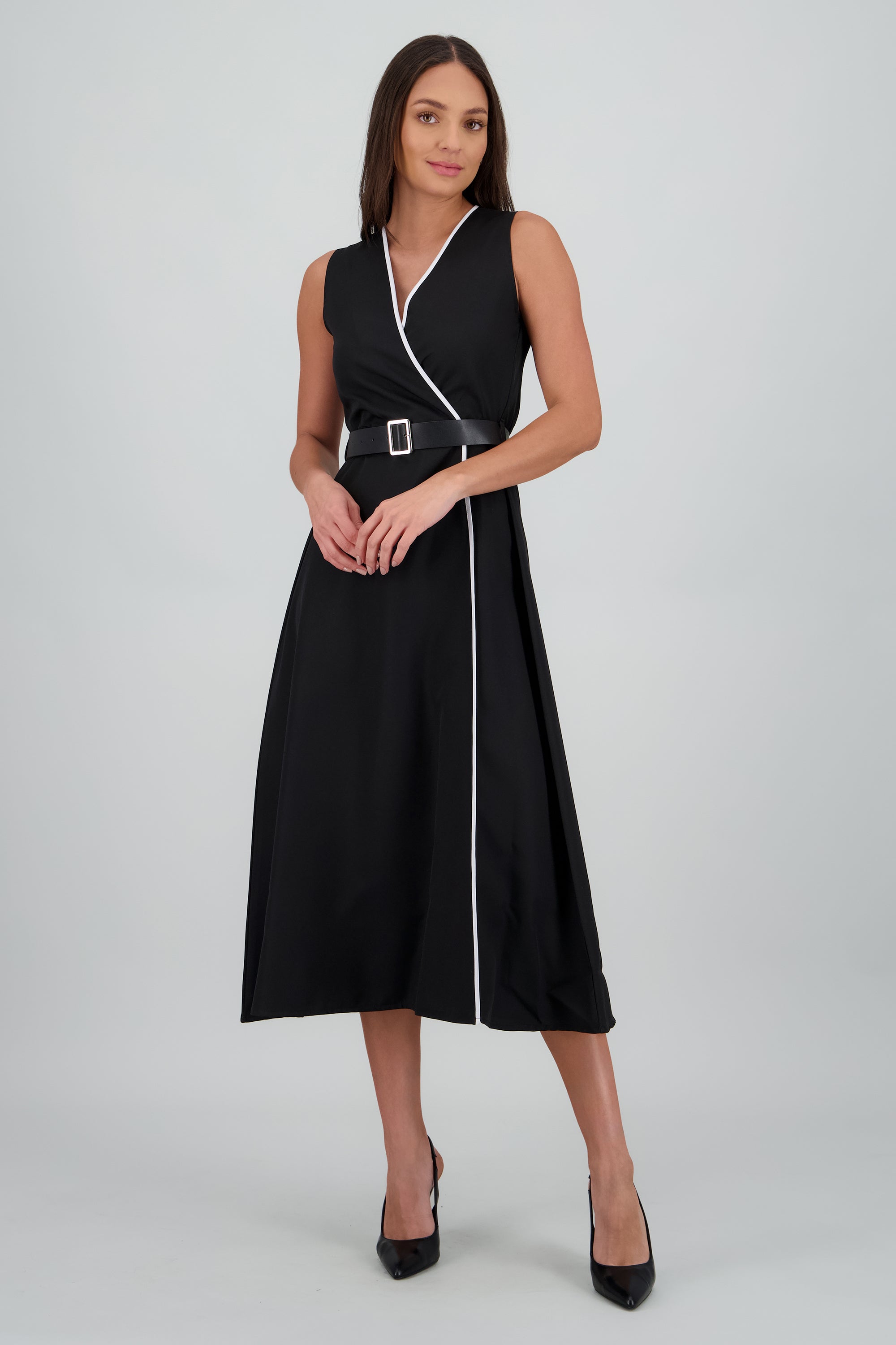 vestido crossline contraste NEGRO COMBO