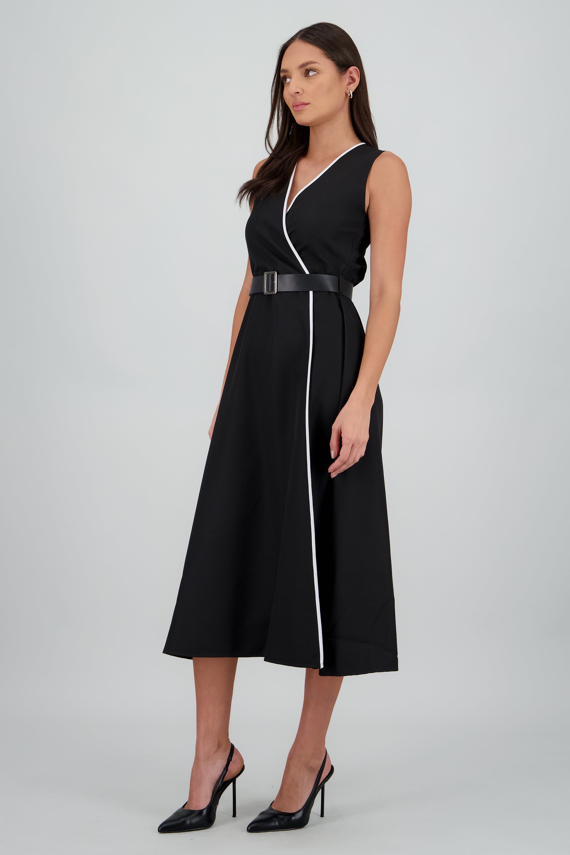 vestido crossline contraste NEGRO COMBO