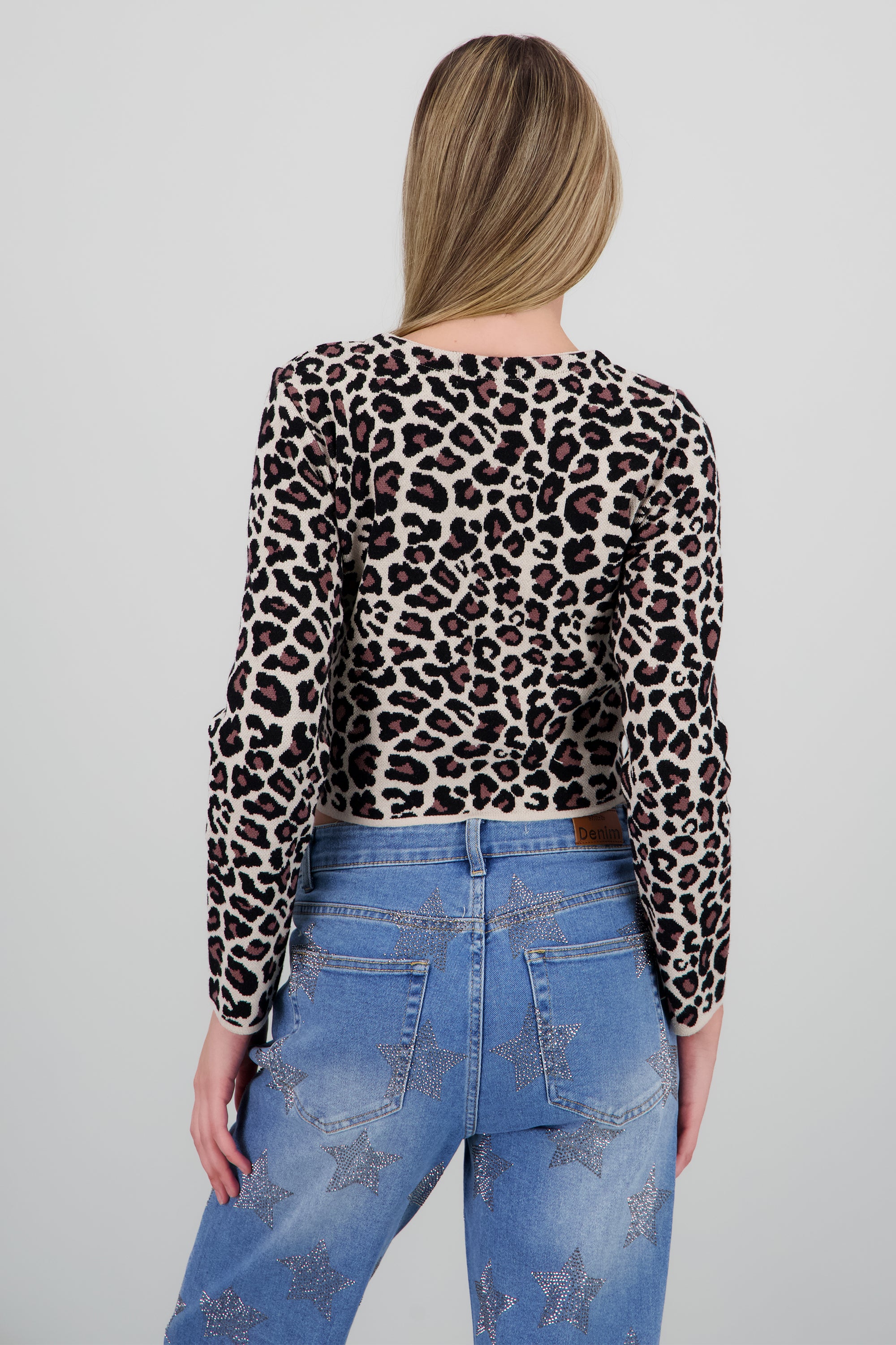 Cardigan crop animal print CAFE COMBO