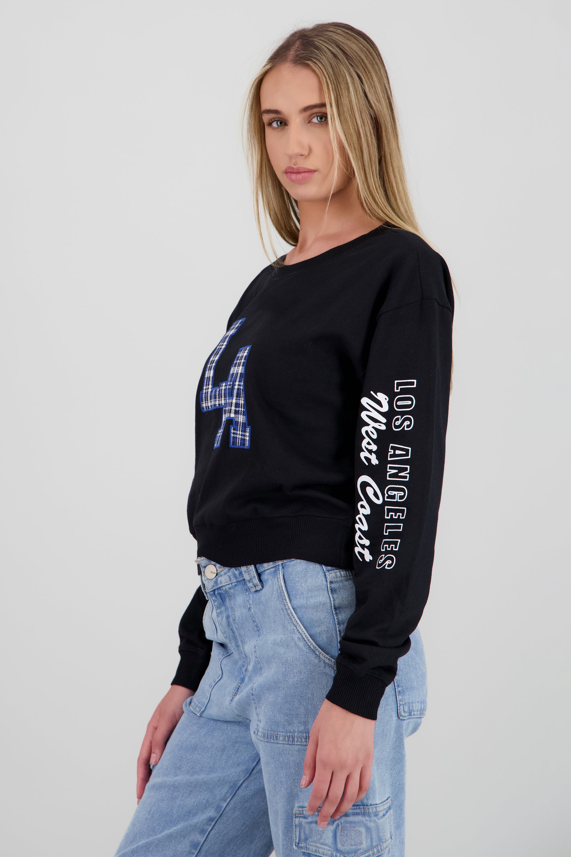 Sudadera NY cuadros conjunto scrunchie NEGRO COMBO