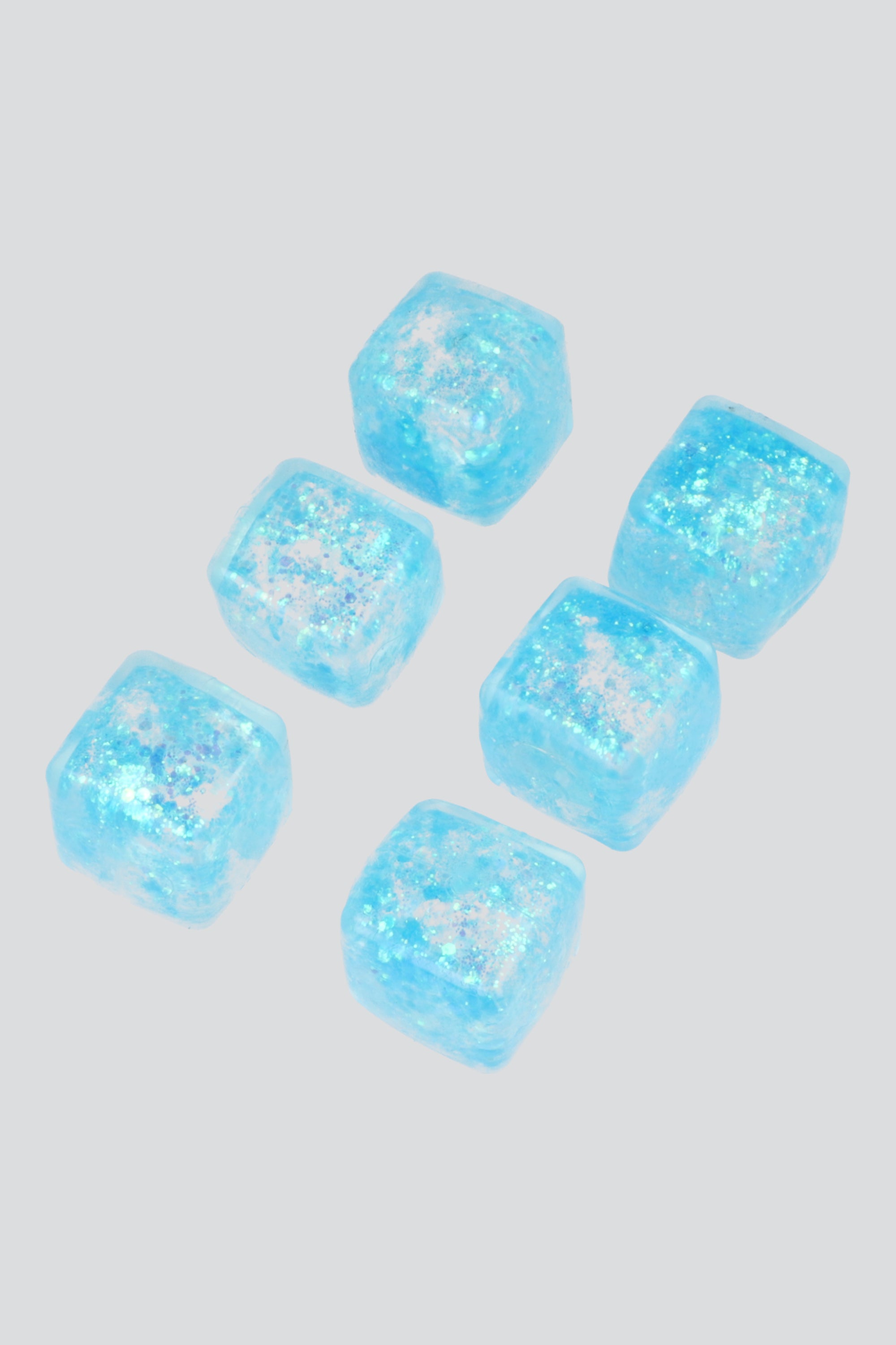 Set 6 squishies mini cubos glitter AZUL