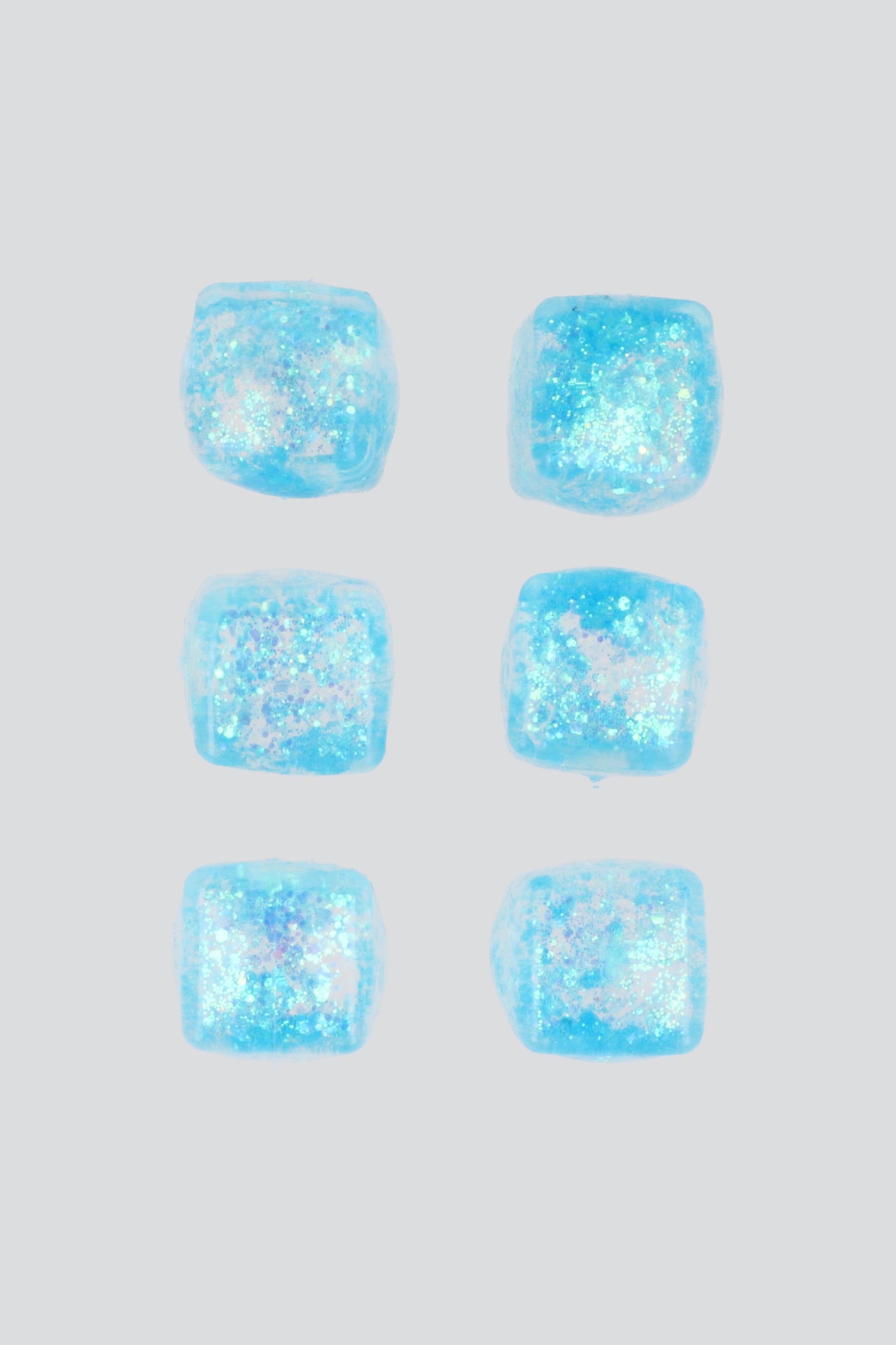 Set 6 squishies mini cubos glitter AZUL