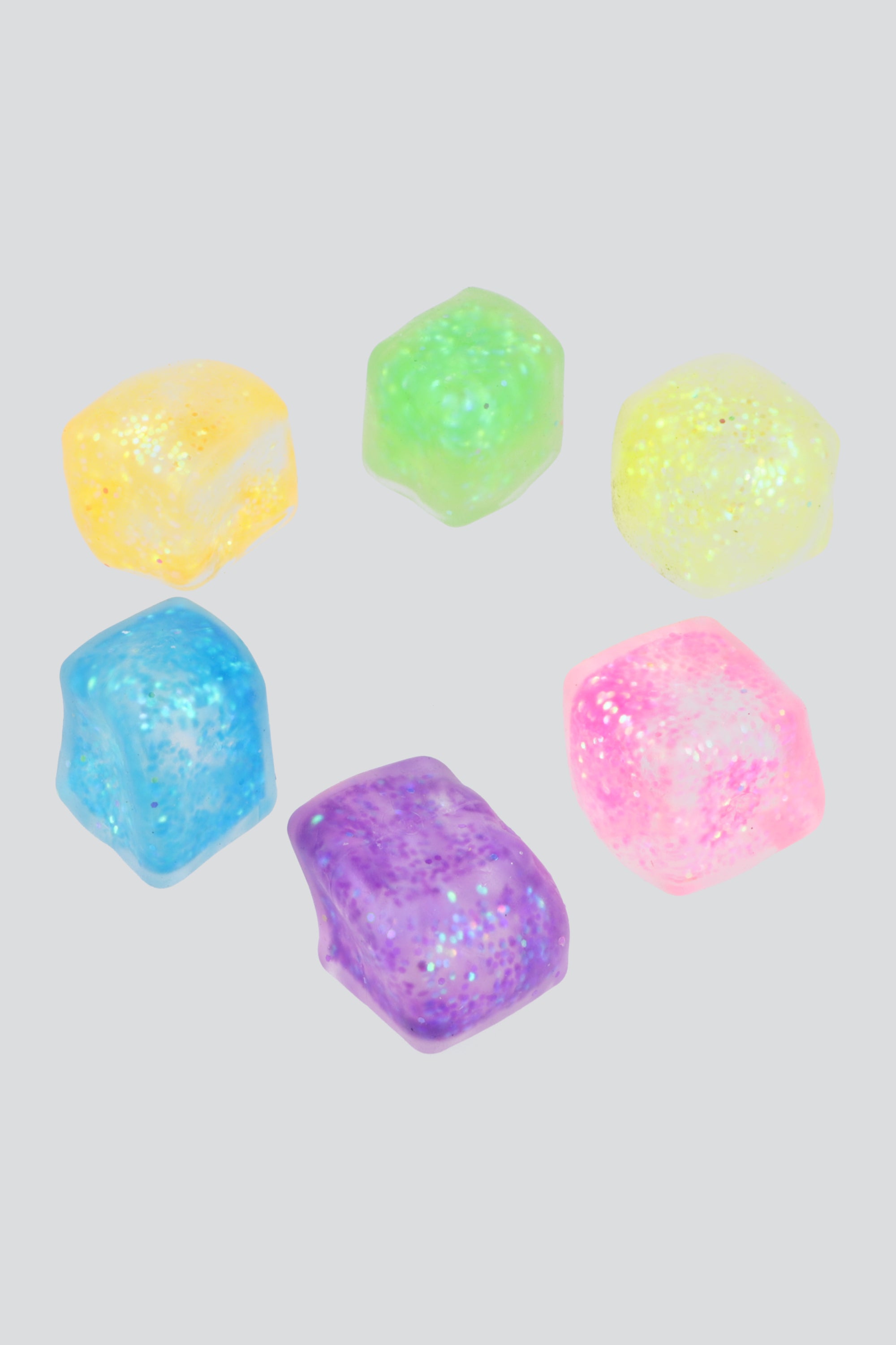 Set 6 squishies mini cubos glitter MULTICOLOR