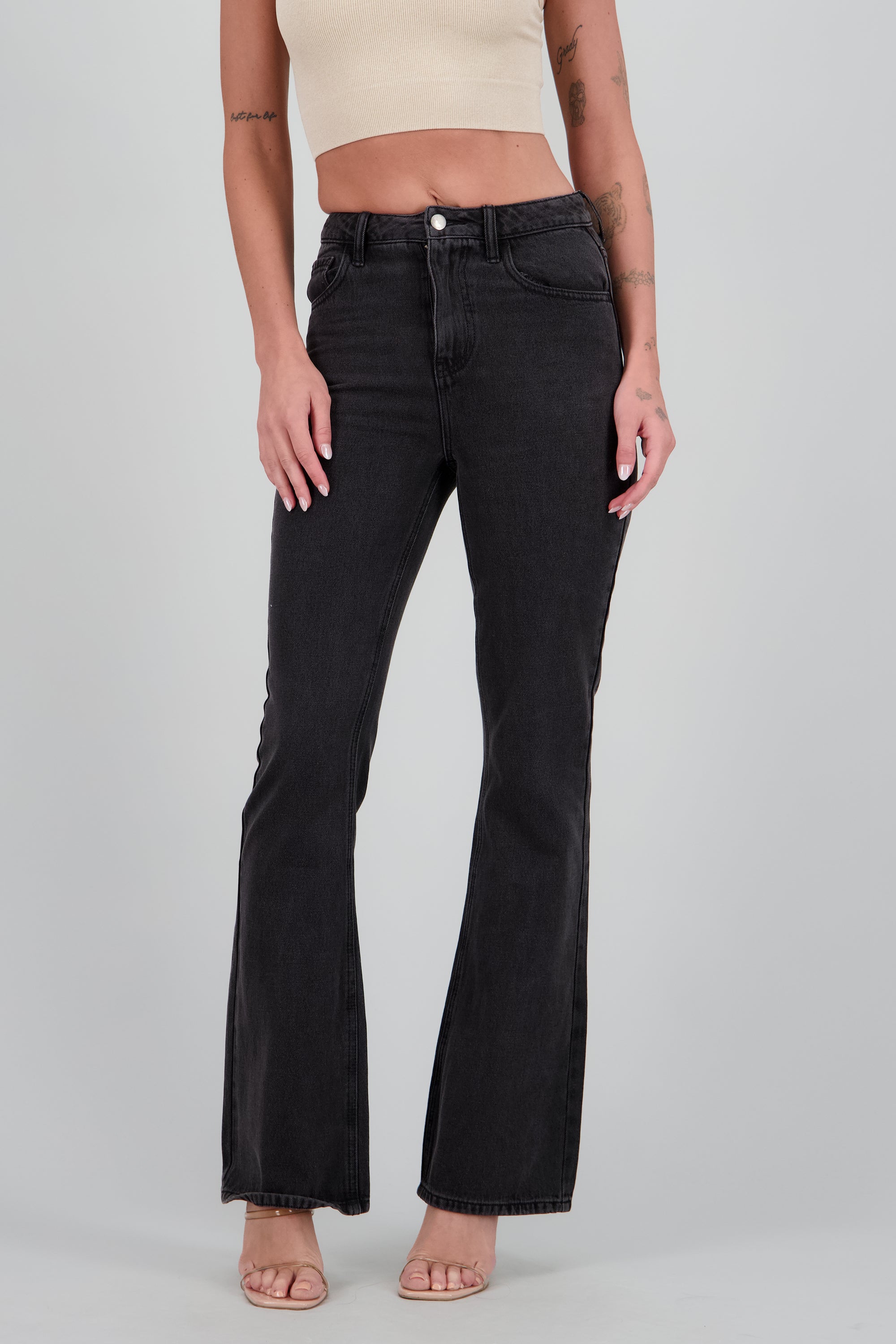 Jeans flared high waisted NEGRO