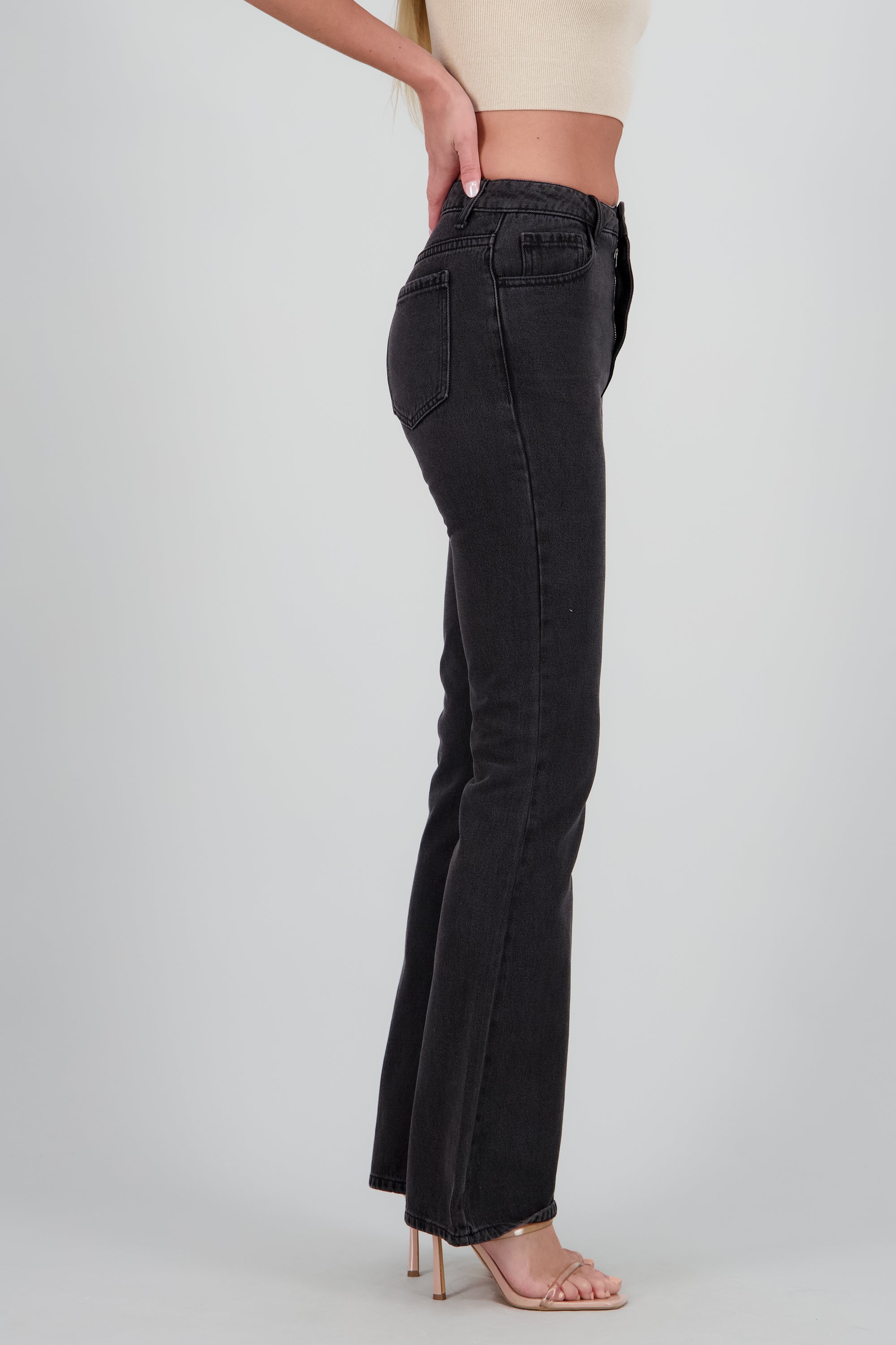 Jeans flared high waisted NEGRO