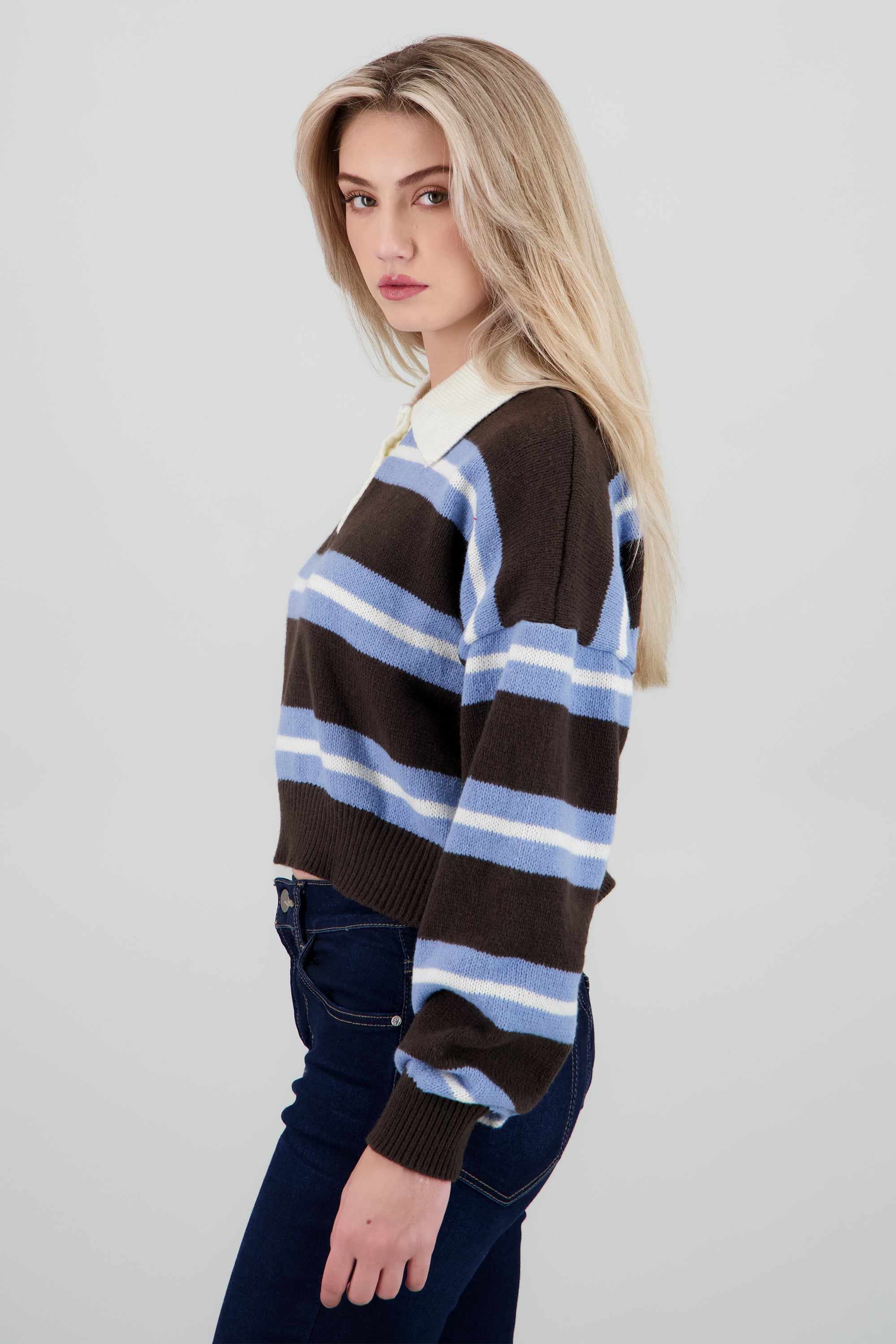 Sueter polo rayas CAFE COMBO