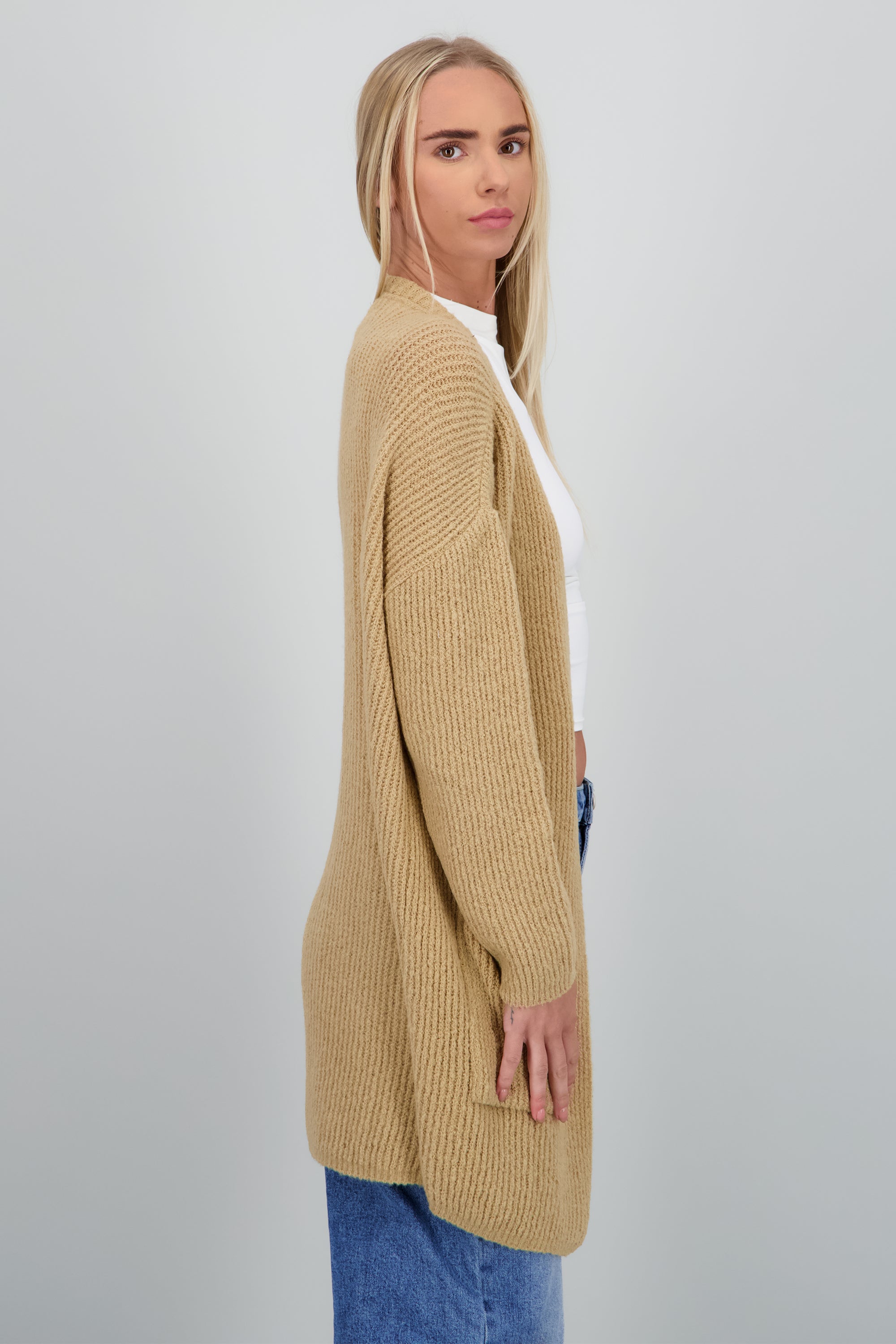 Cardigan largo detalle bolsas TAUPE