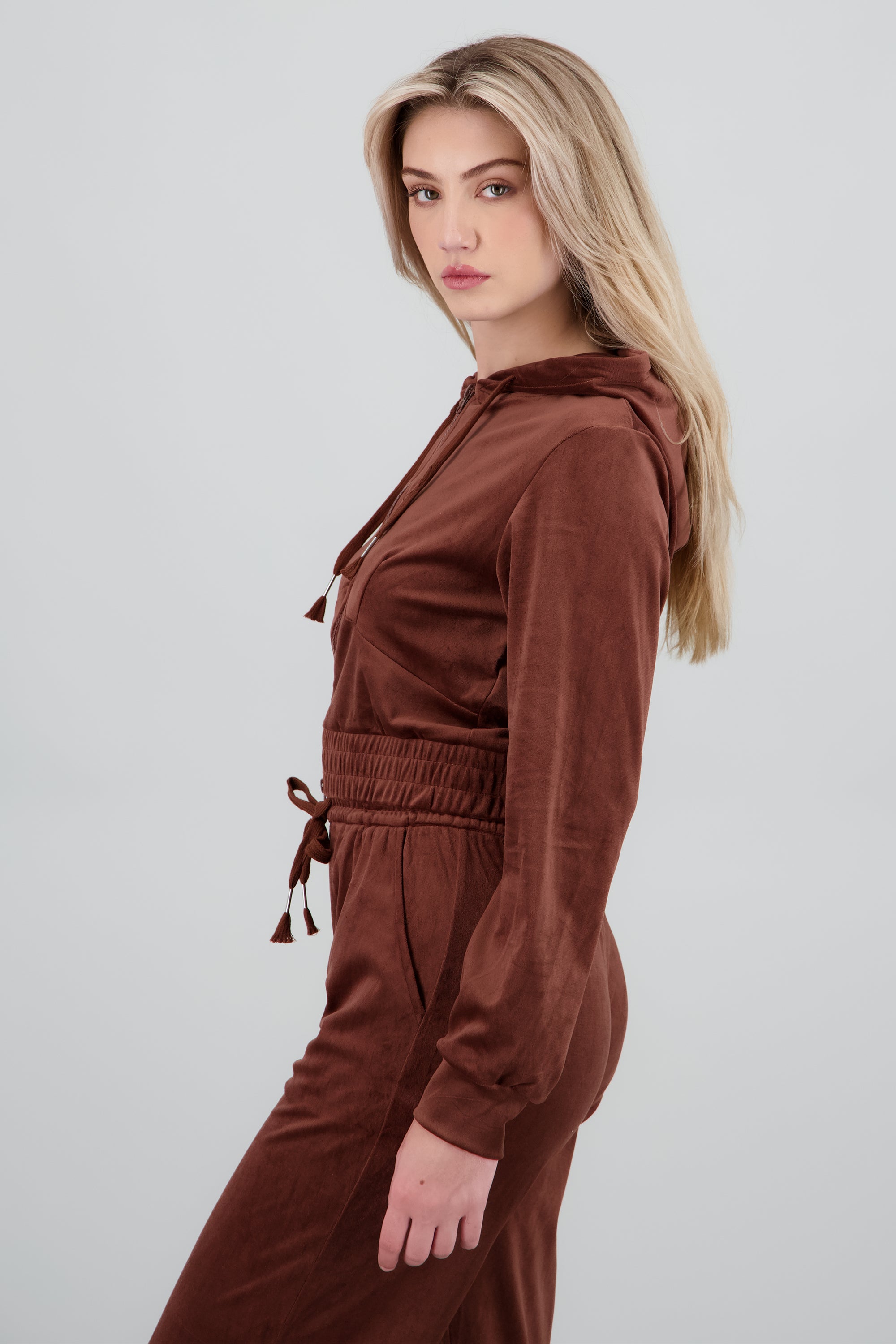 Hoodie velvet cierre CHOCOLATE