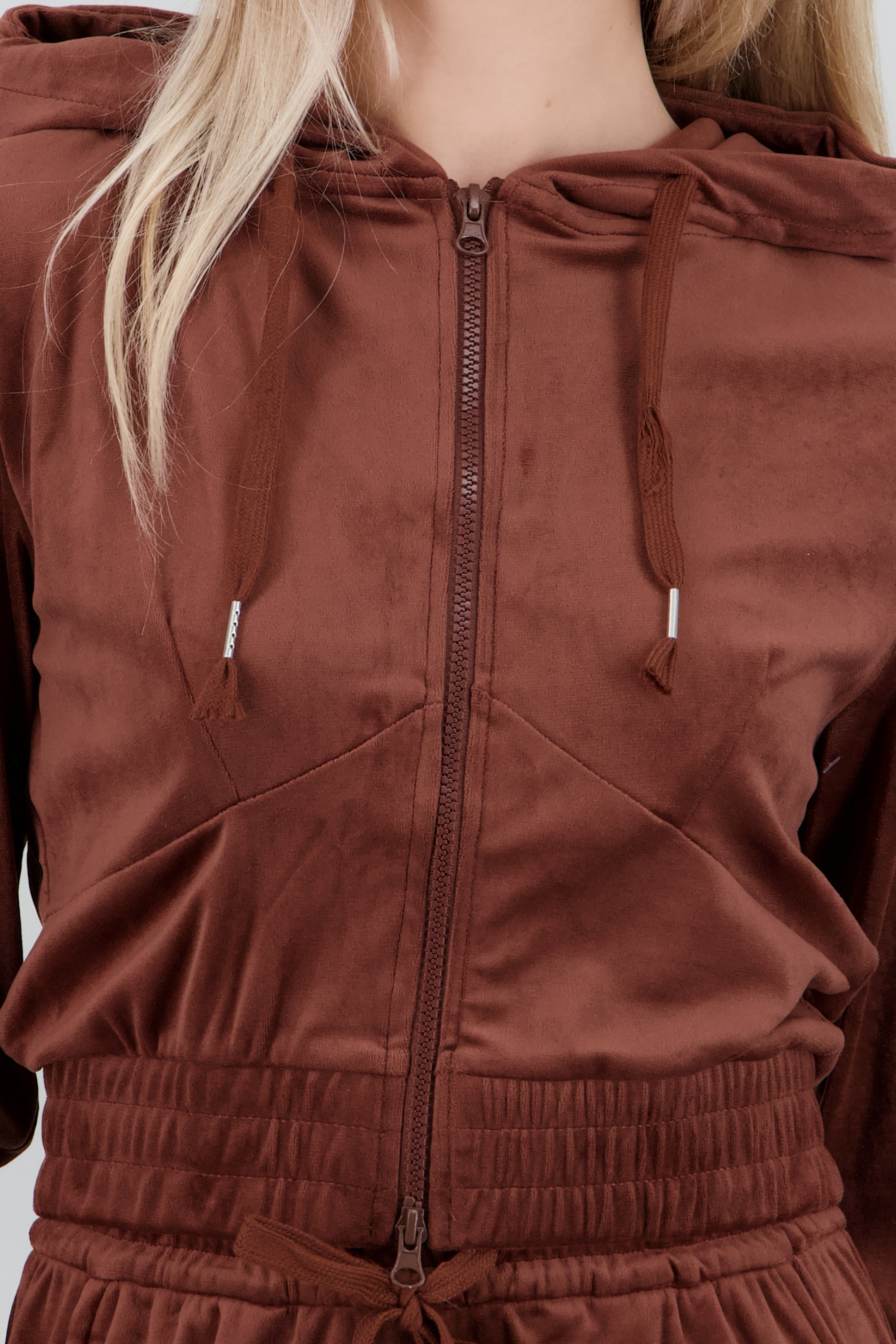 Hoodie velvet cierre CHOCOLATE