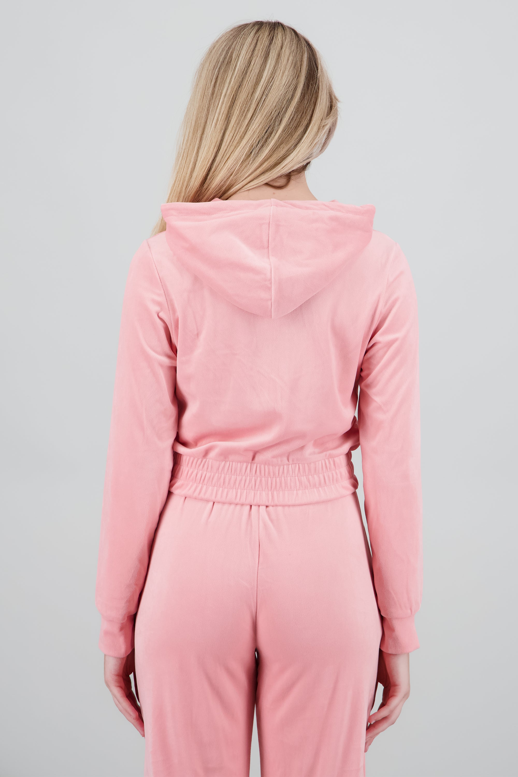 Hoodie velvet cierre ROSA