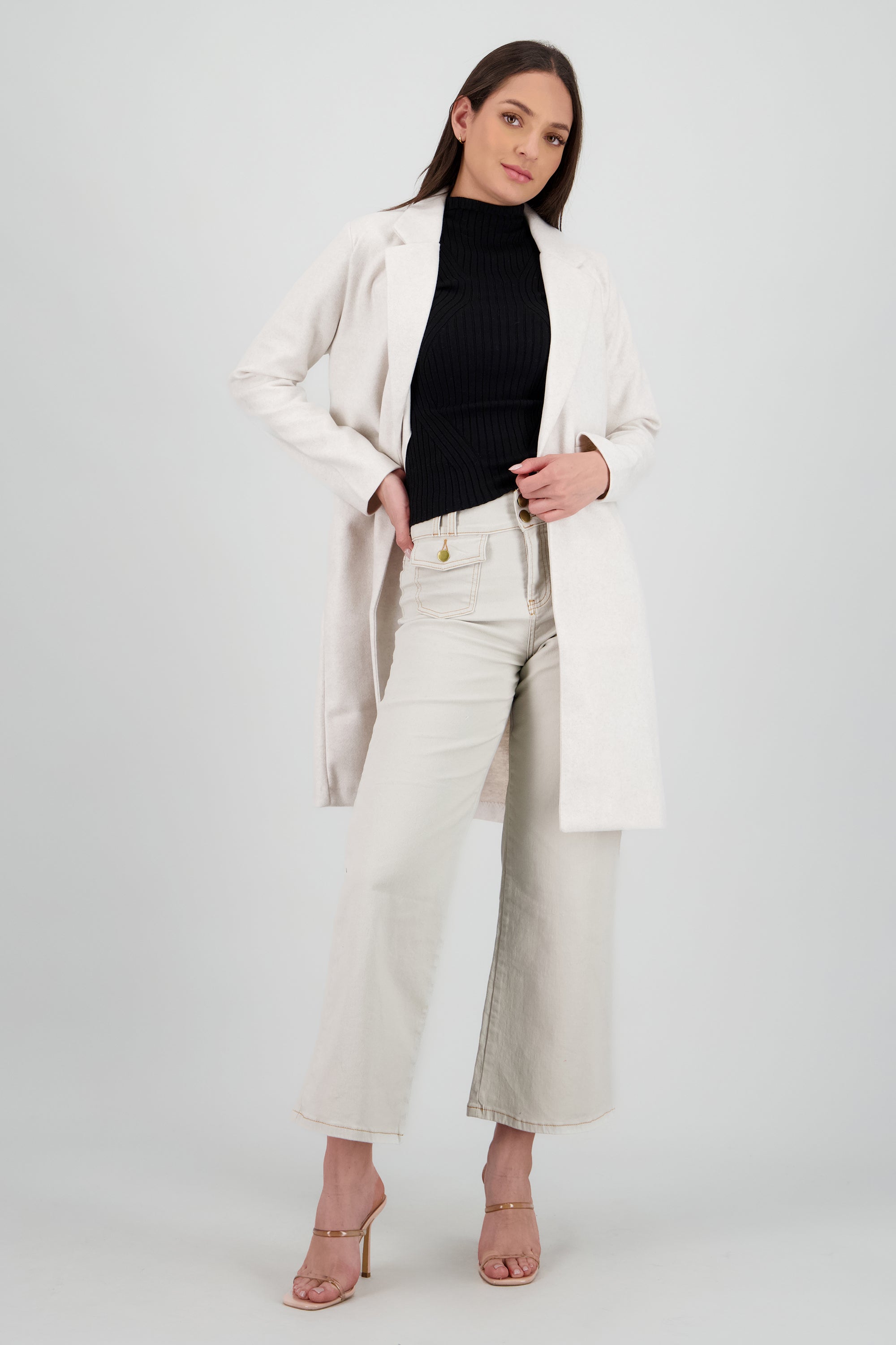 Saco largo liso CREMA