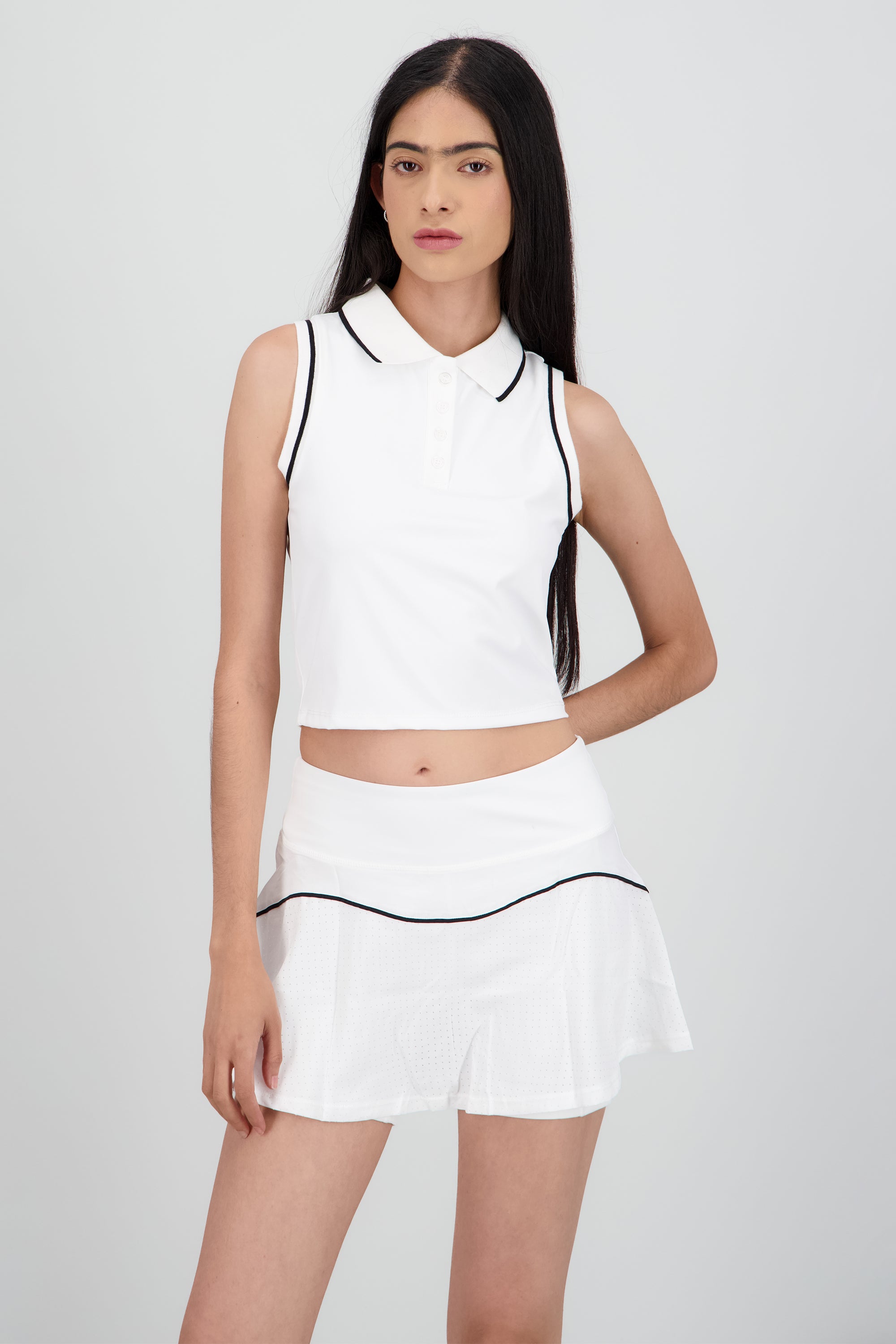 Top active polo contraste BLANCO COMBO