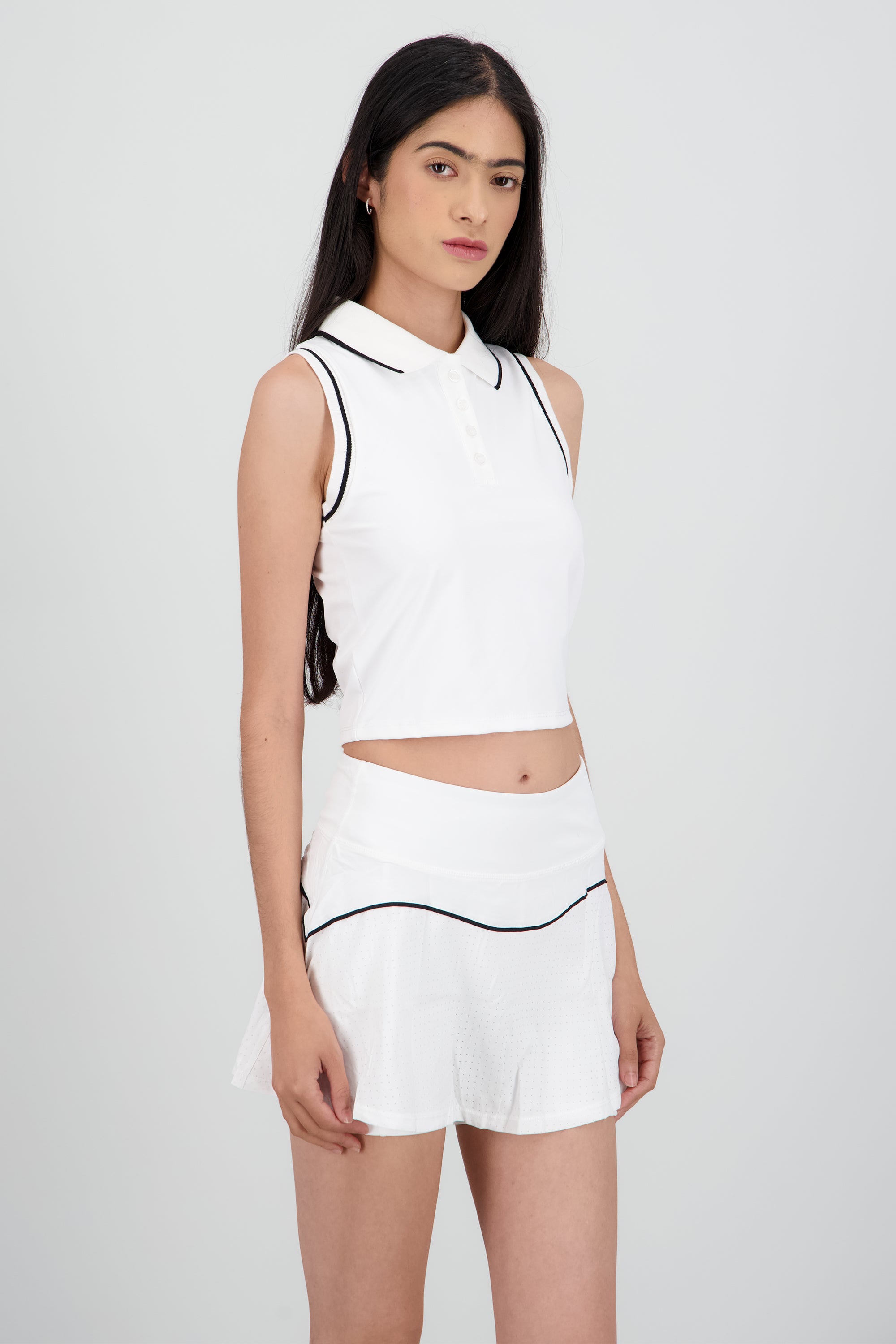 Top active polo contraste BLANCO COMBO