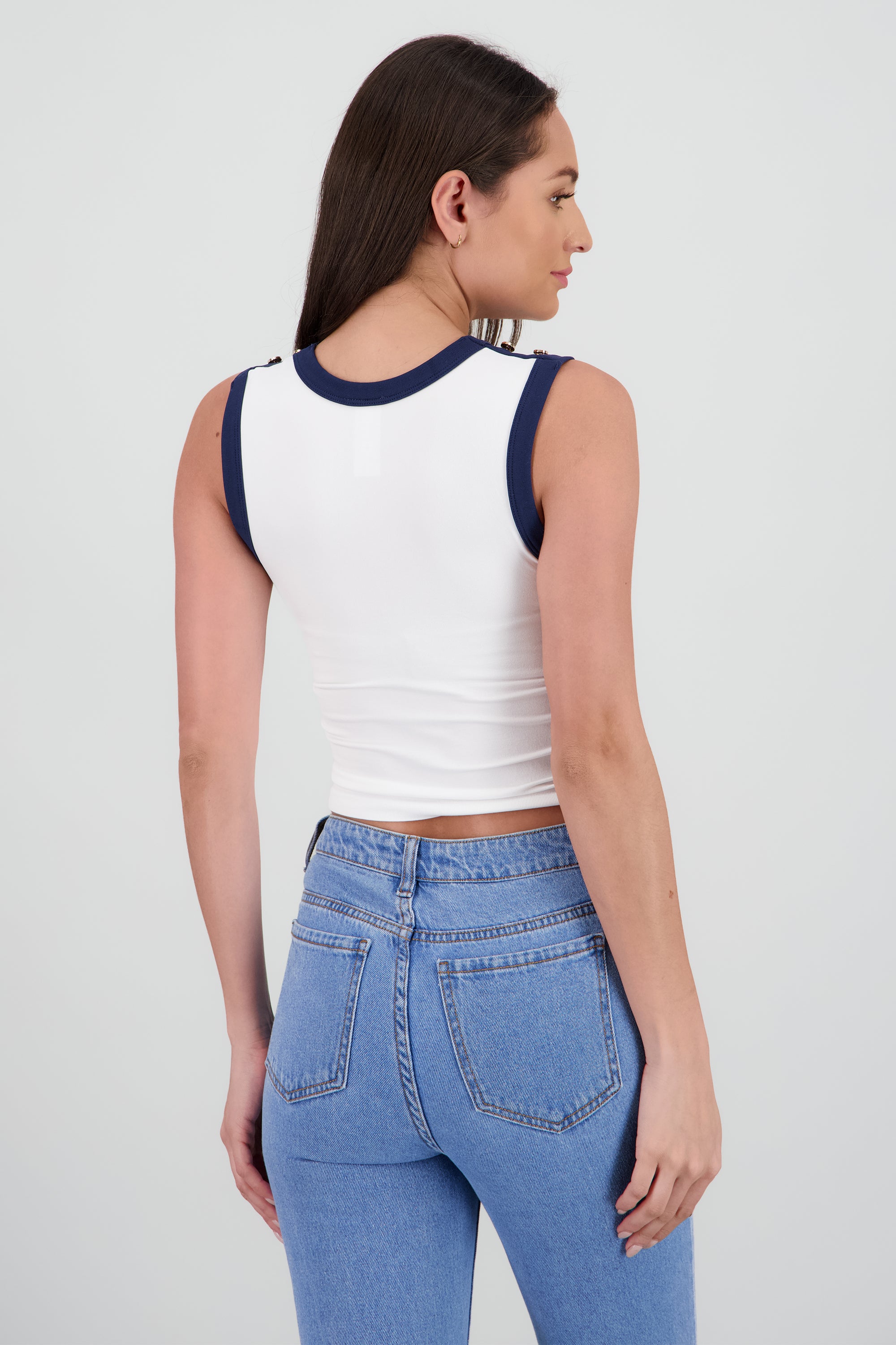 Top contraste detalle hombro MARINO COMBO