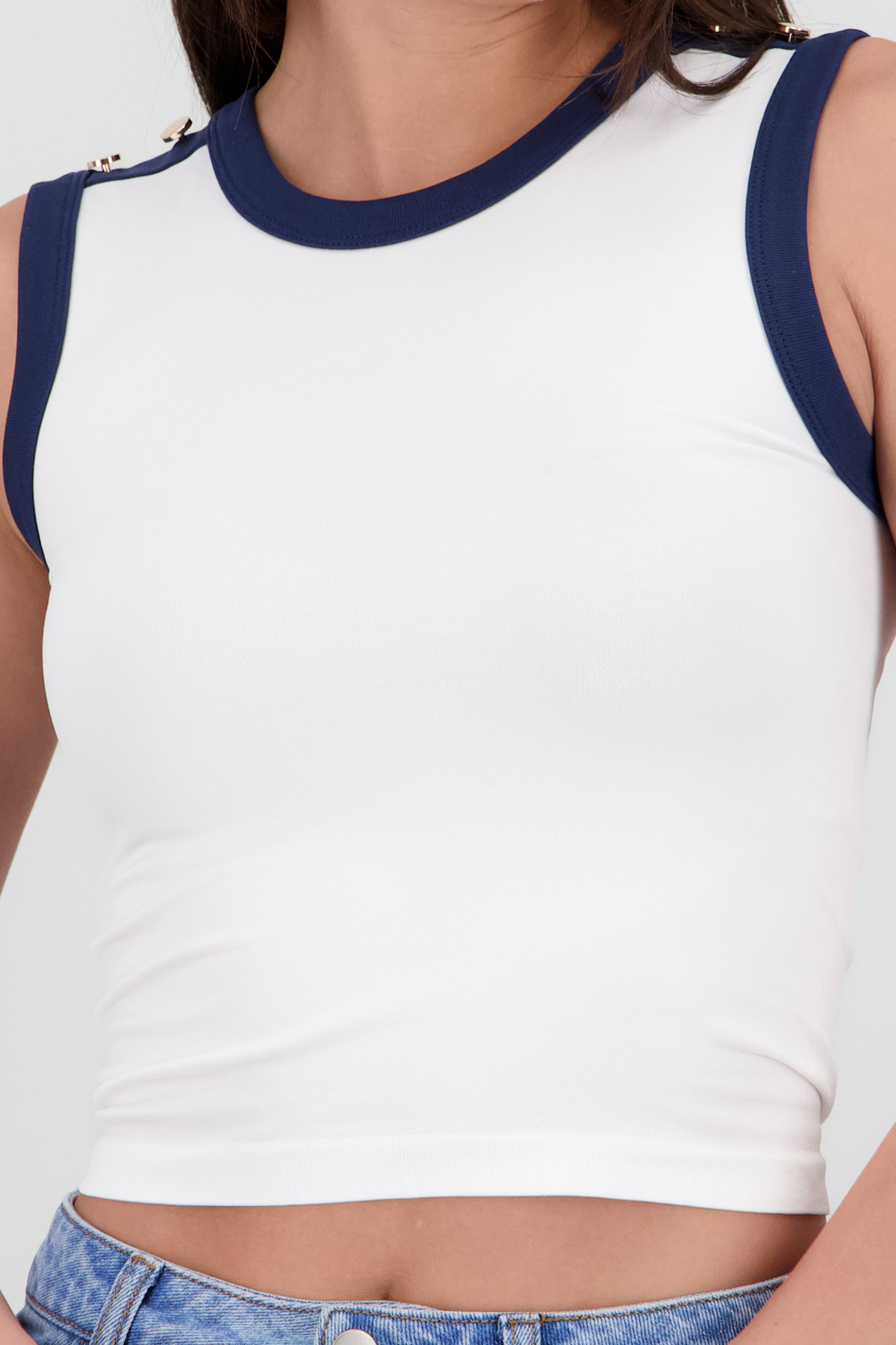 Top contraste detalle hombro MARINO COMBO