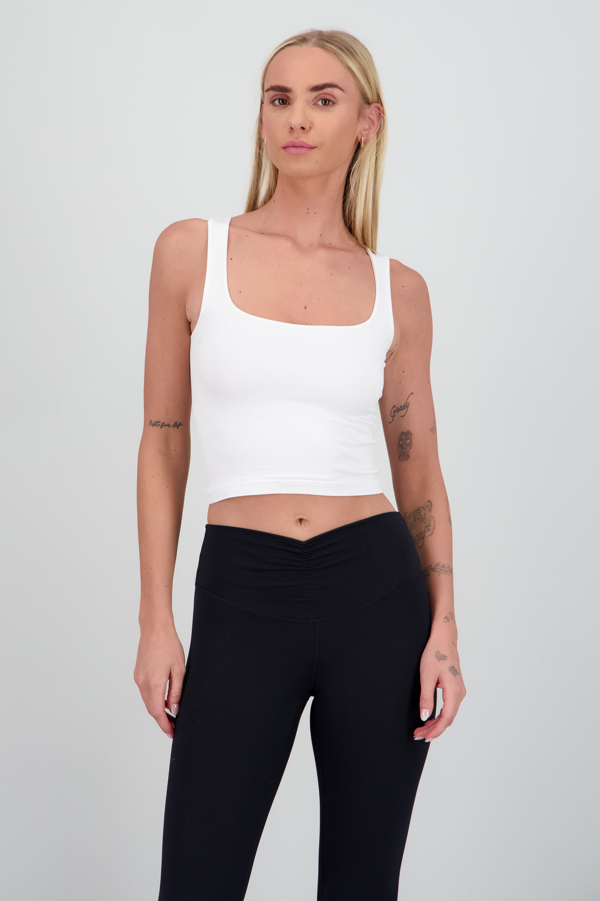 Top sin manga escote cuadrado BLANCO