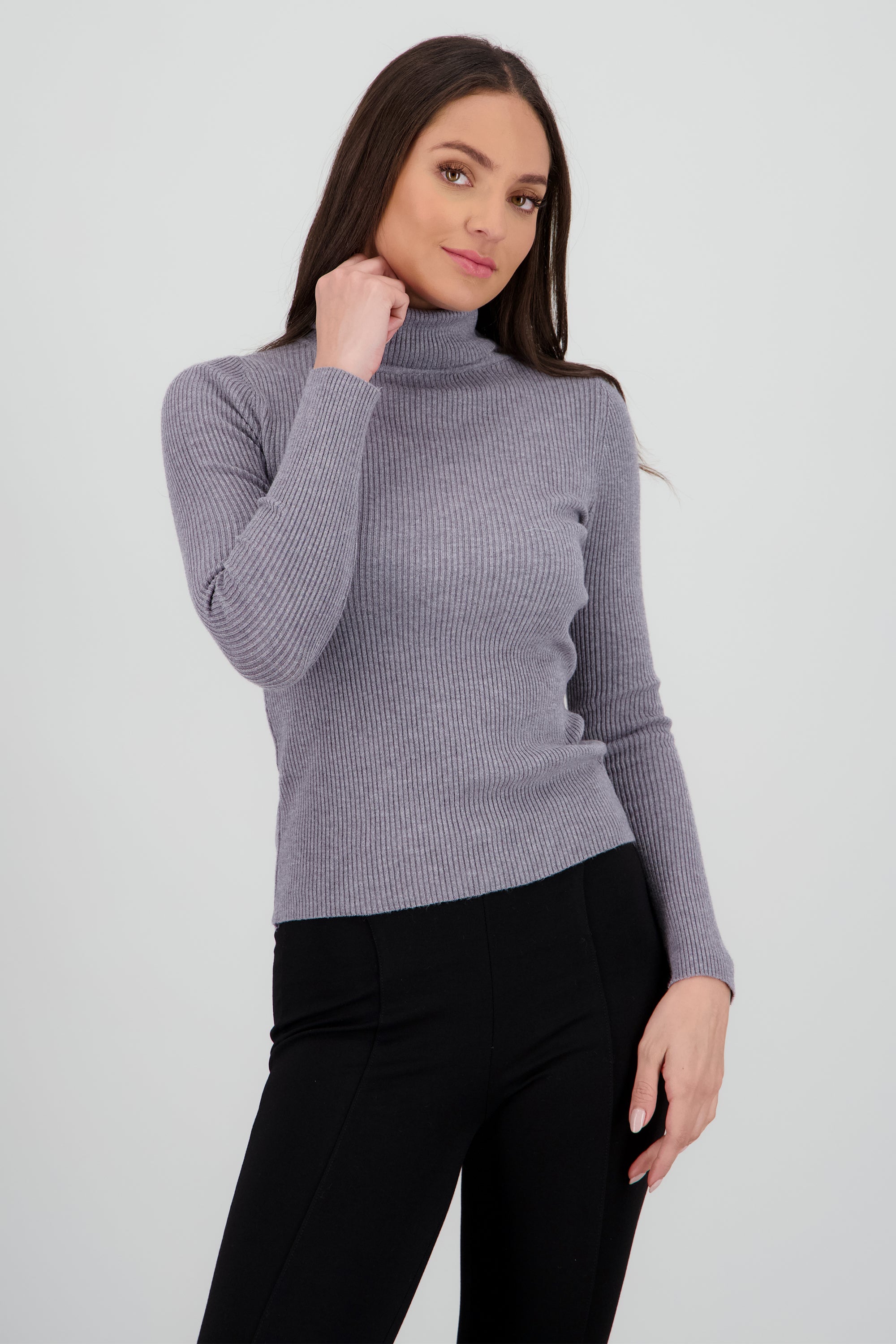 Top cuello alto manga larga GRIS