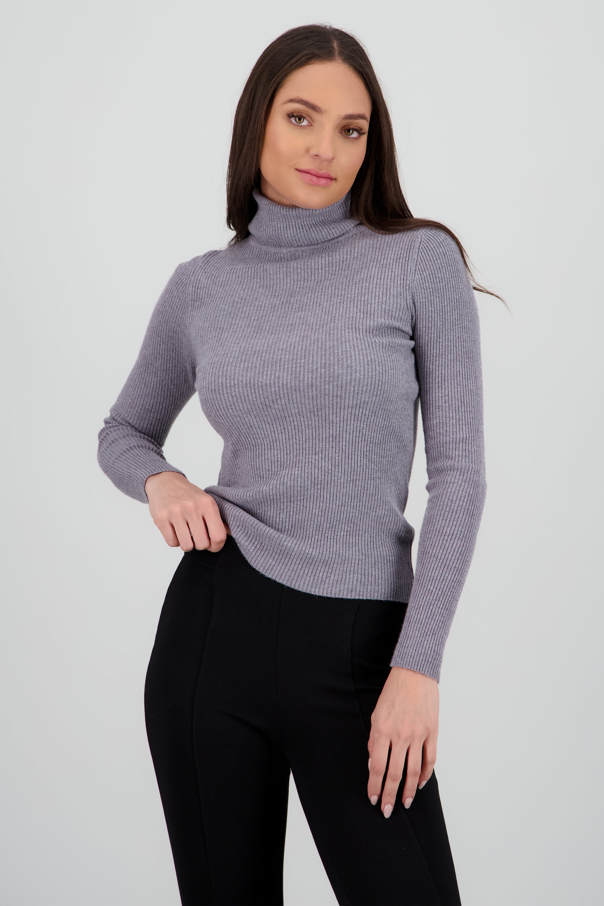 Top cuello alto manga larga GRIS