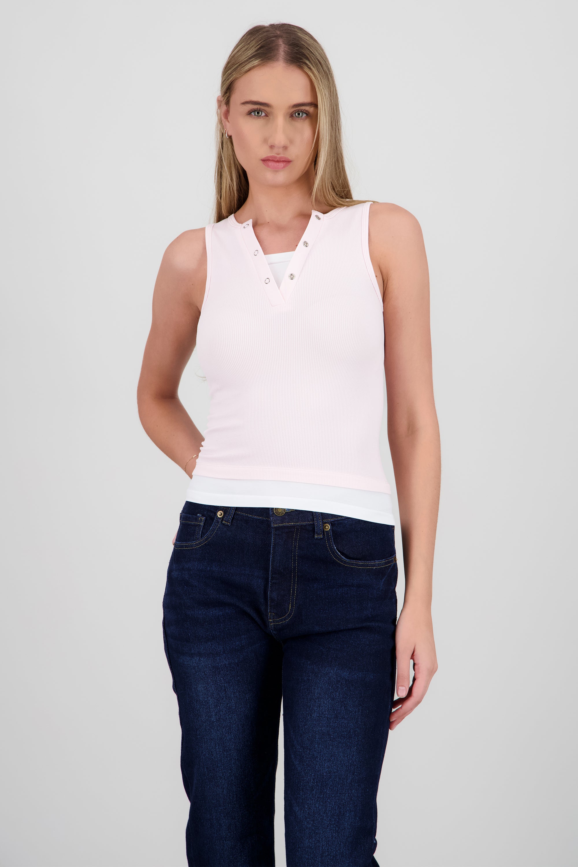 Top botones doble tela ROSA COMBO