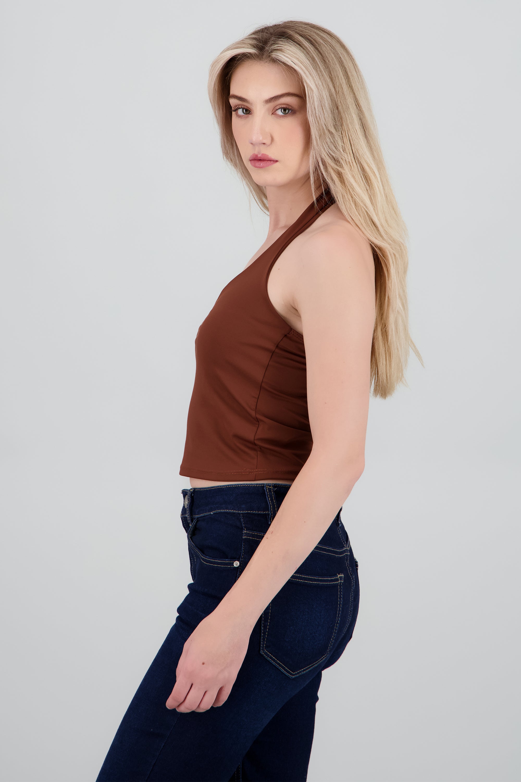 Top escote halter CHOCOLATE