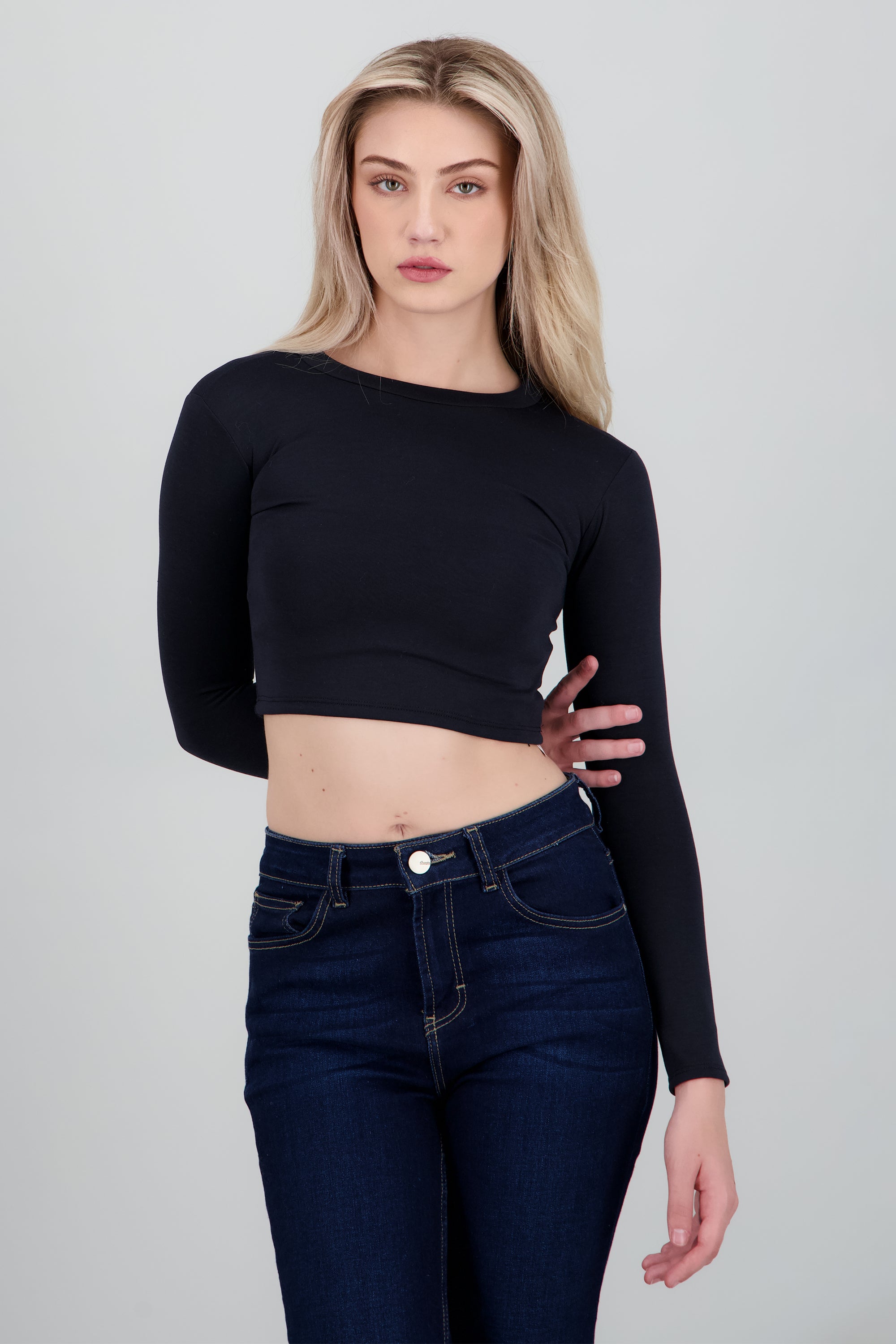 Top manga larga cuello redondo MARINO