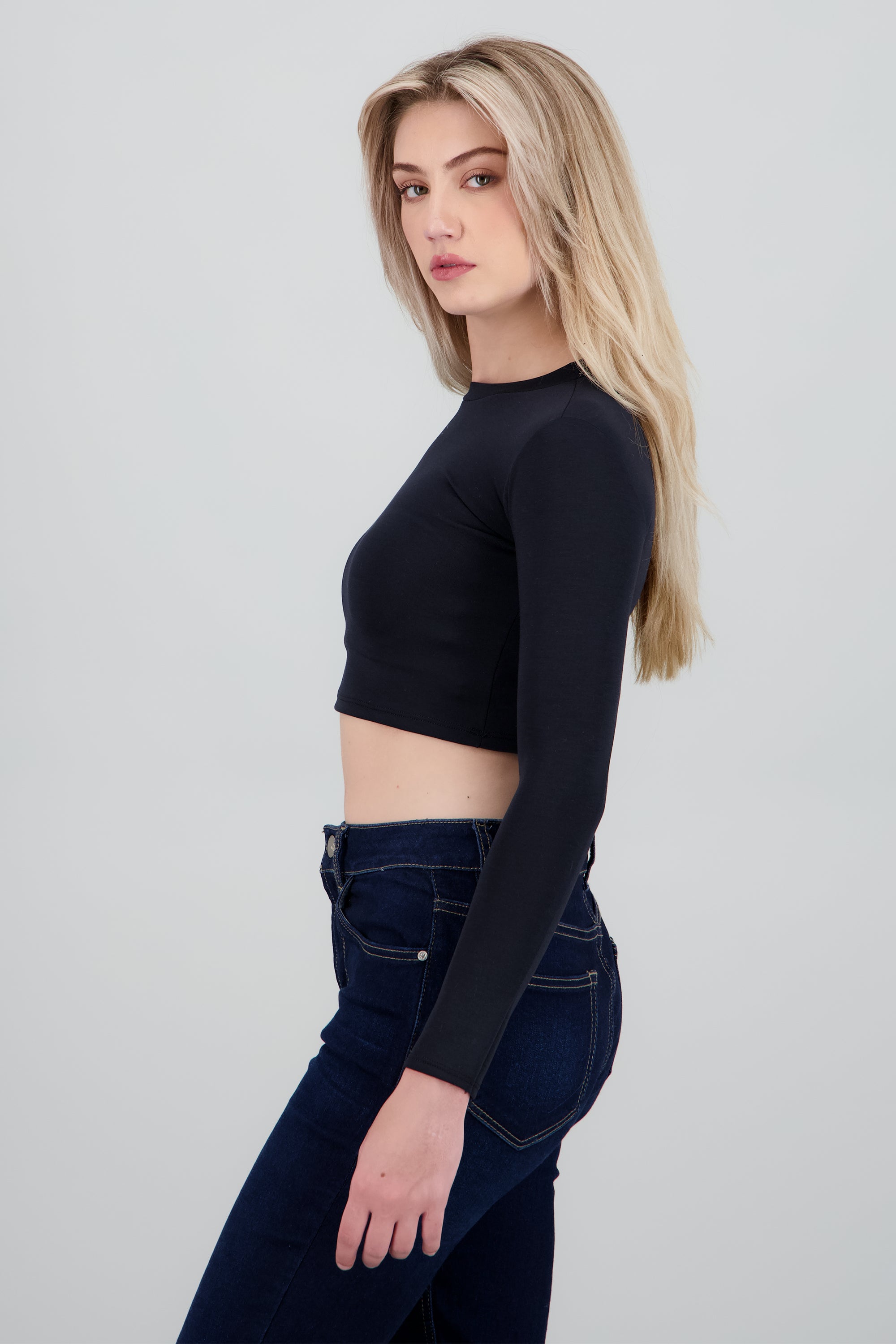 Top manga larga cuello redondo MARINO