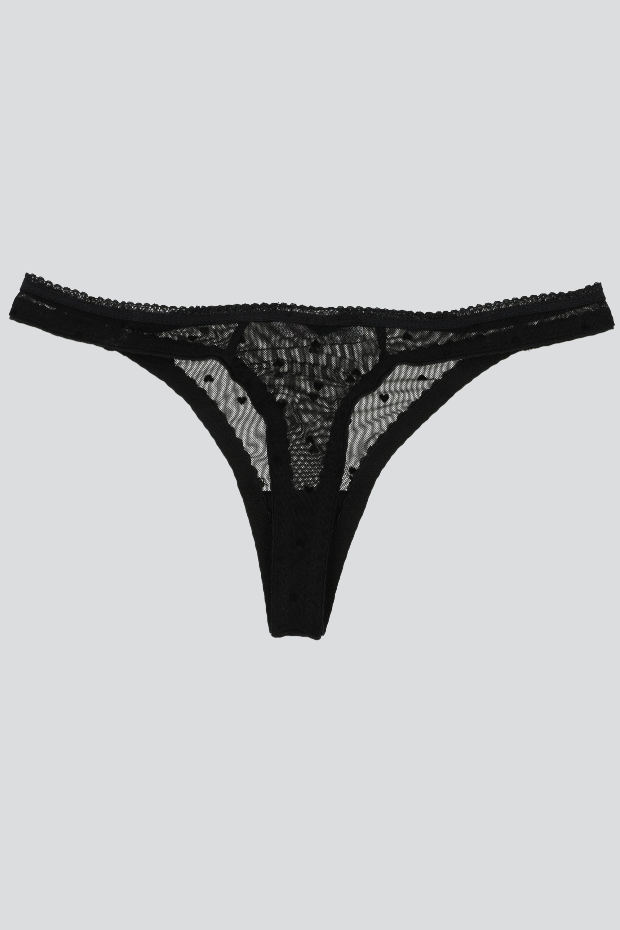 Tanga mini corazones bies NEGRO