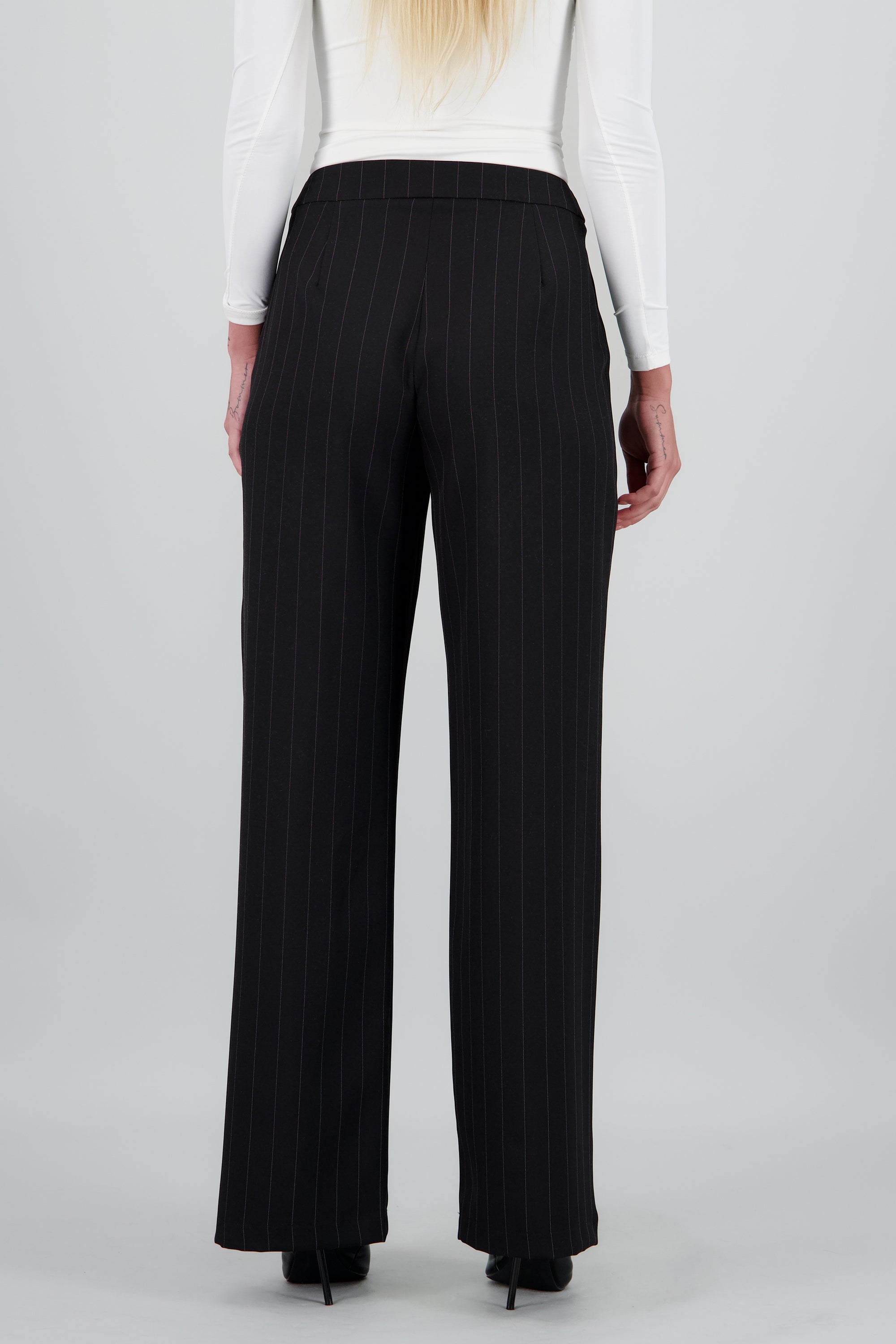 Pantalon recto detalle rayas NEGRO COMBO