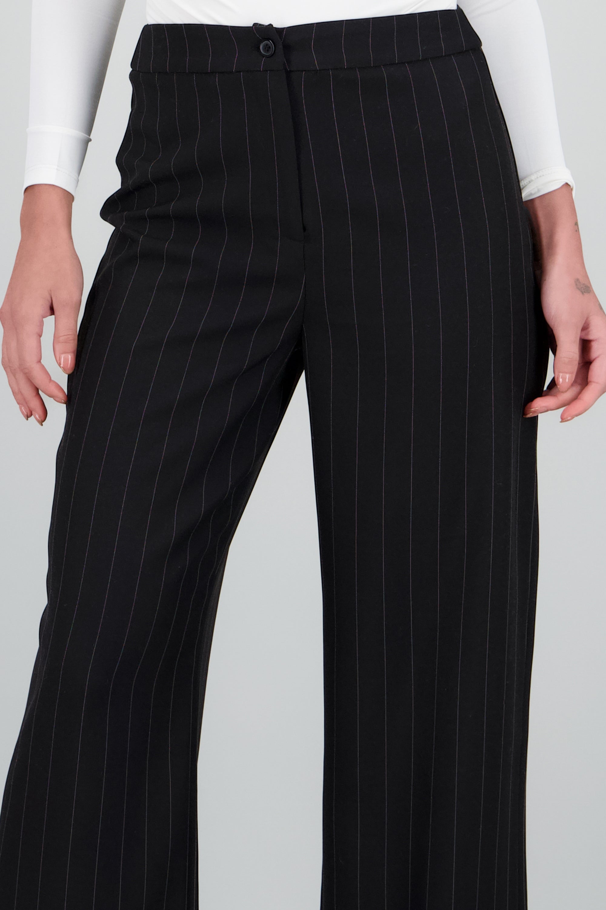 Pantalon recto detalle rayas NEGRO COMBO
