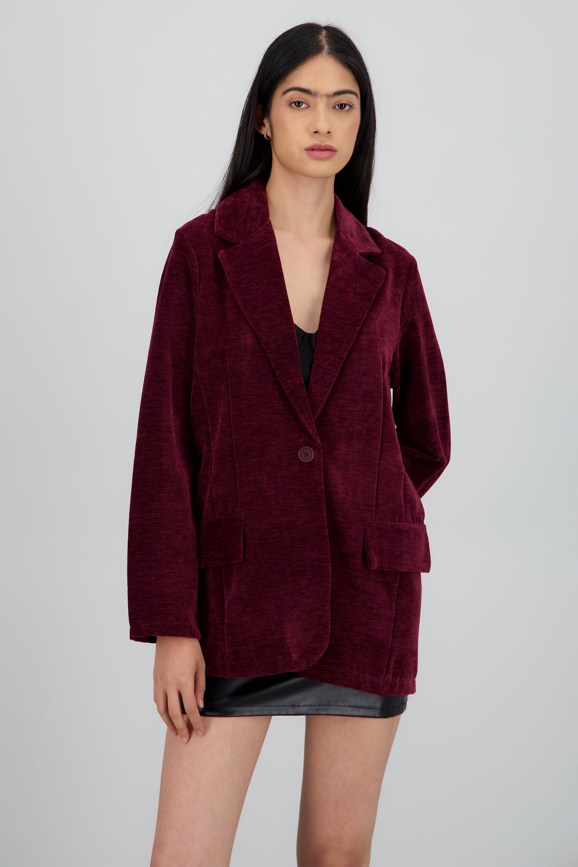 Saco largo terciopelo CIRUELA