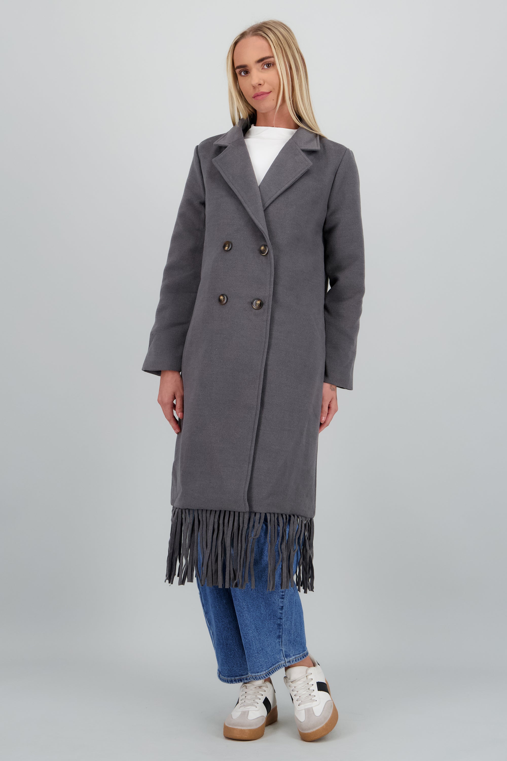 Abrigo detalle botones GRIS