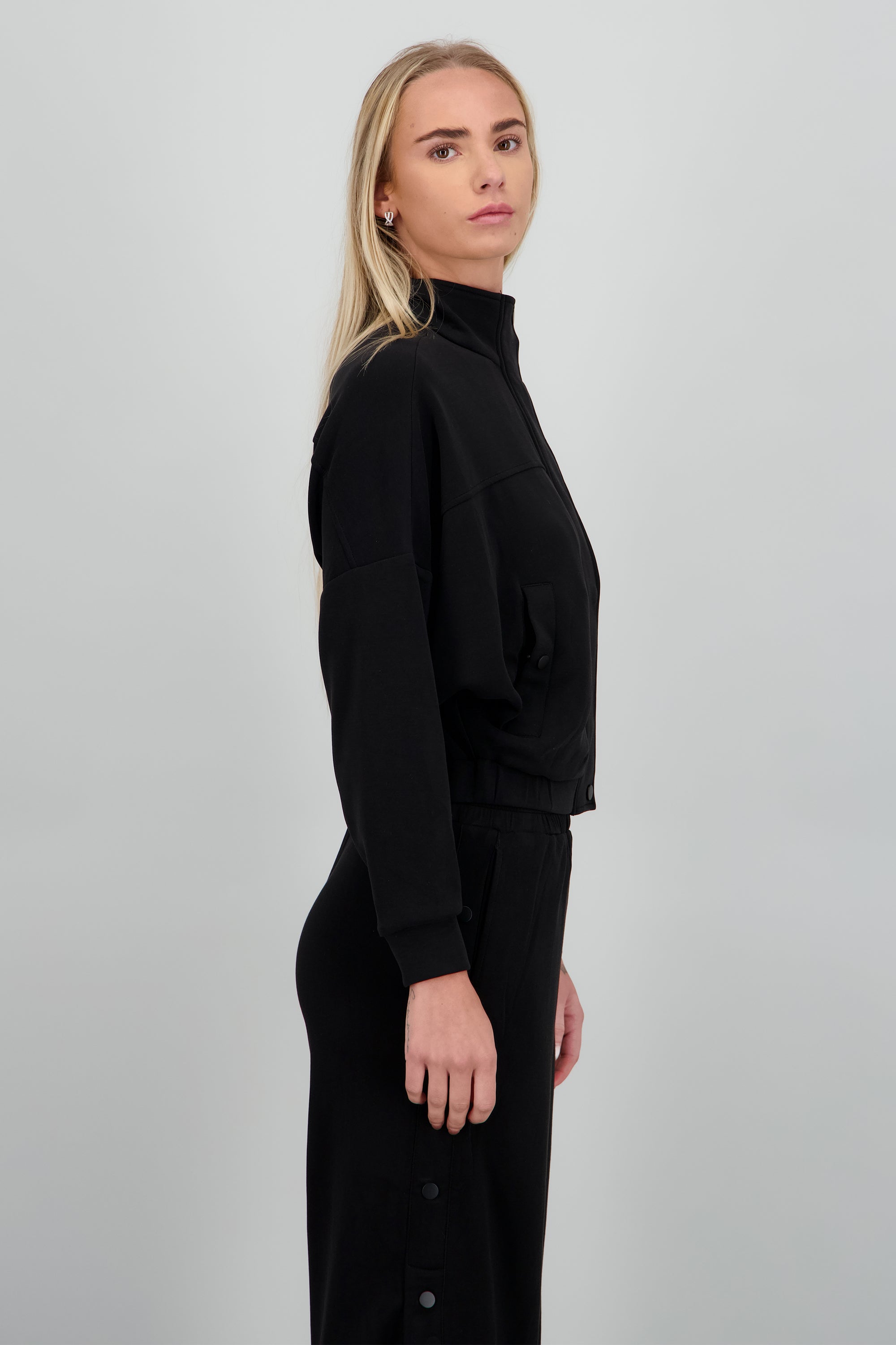 Sudadera con cierre y botones NEGRO