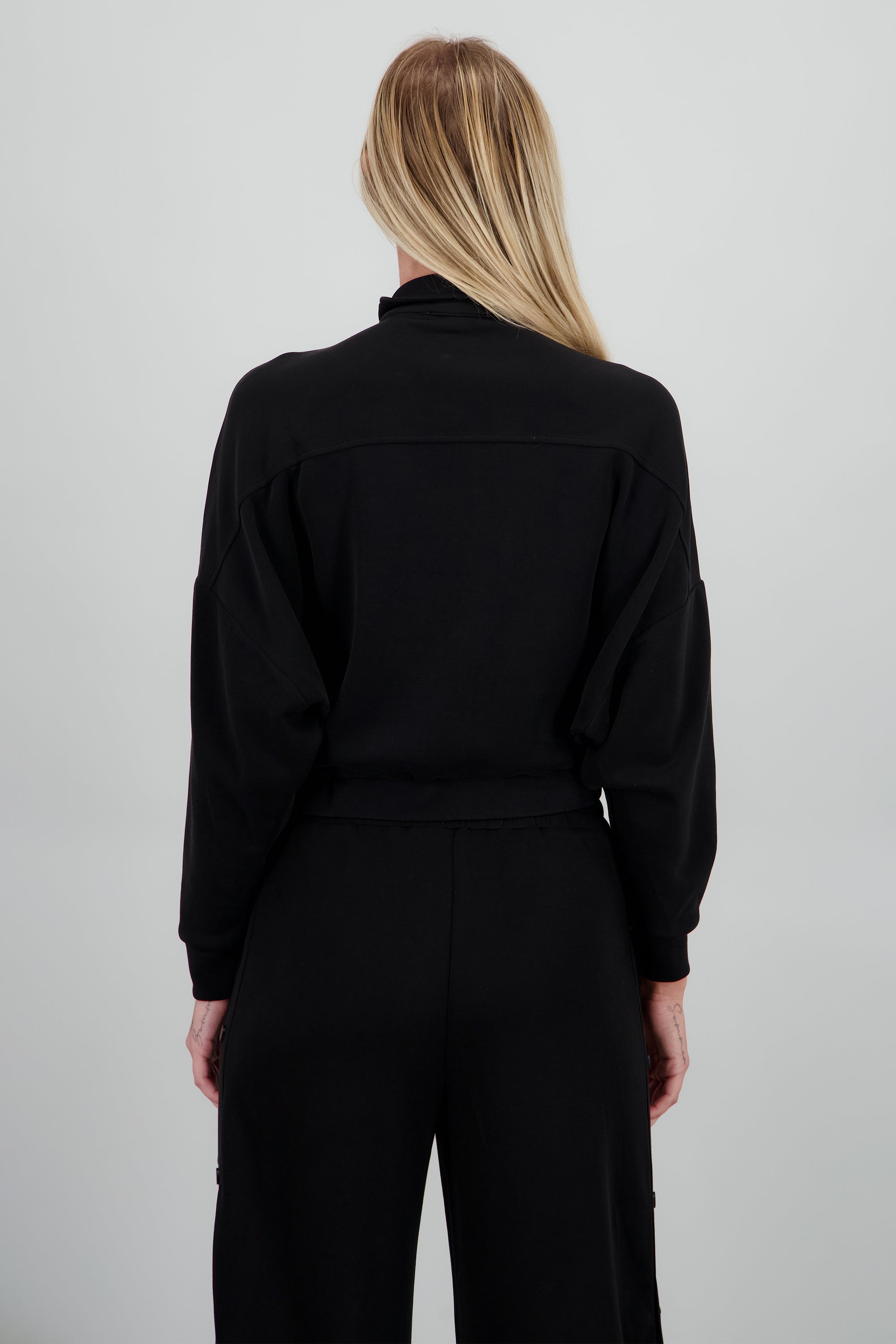 Sudadera con cierre y botones NEGRO