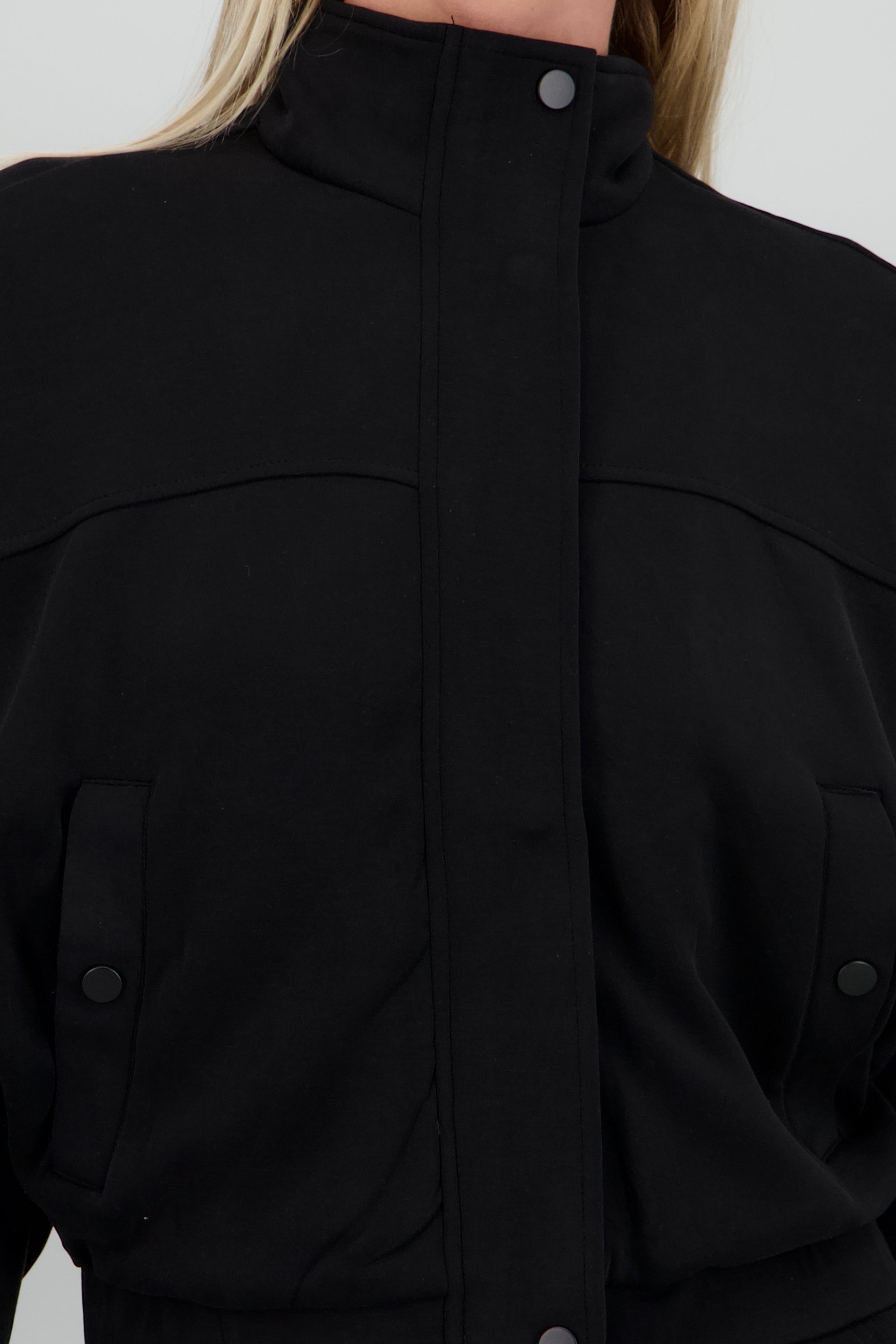 Sudadera con cierre y botones NEGRO