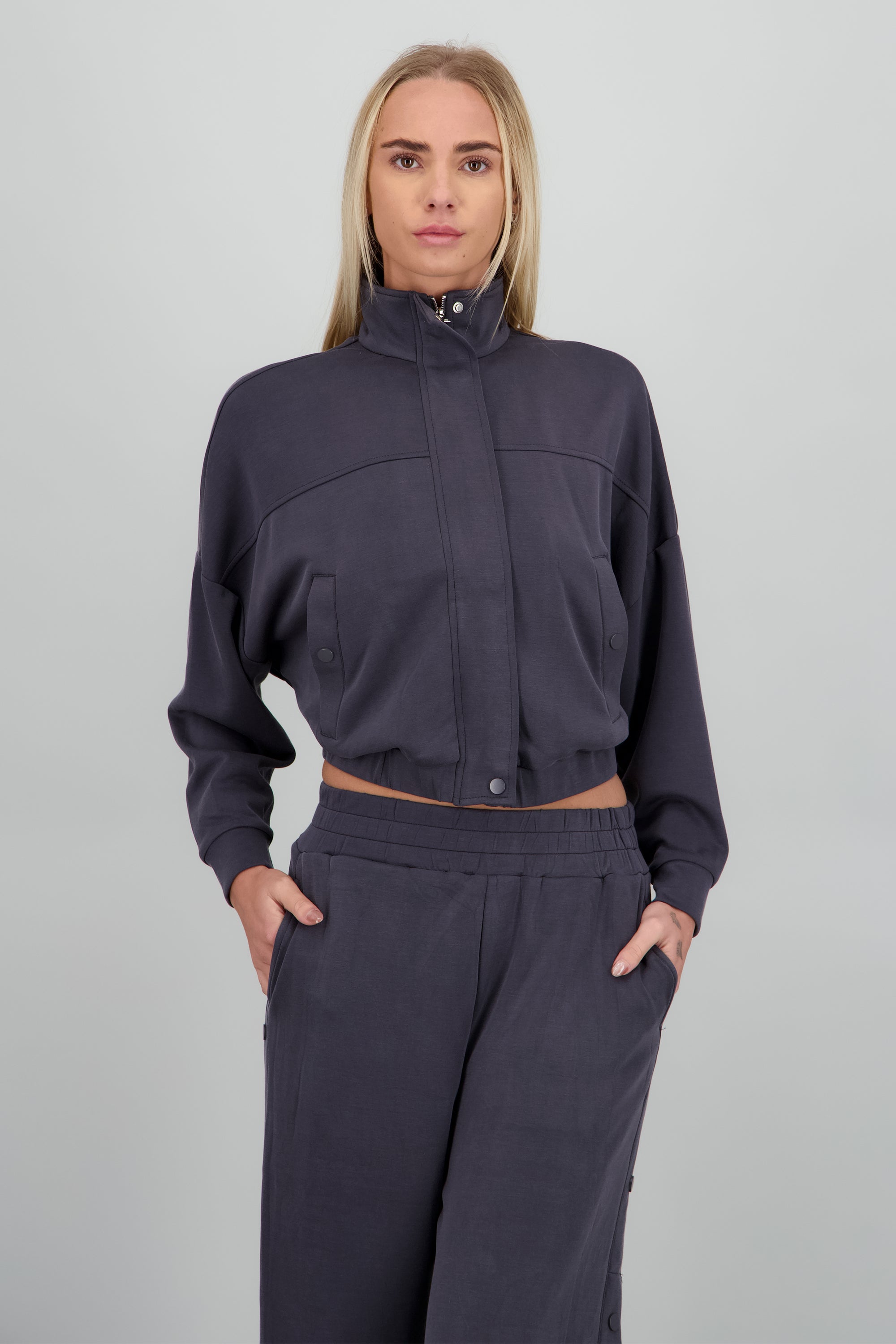 Sudadera con cierre y botones GRIS