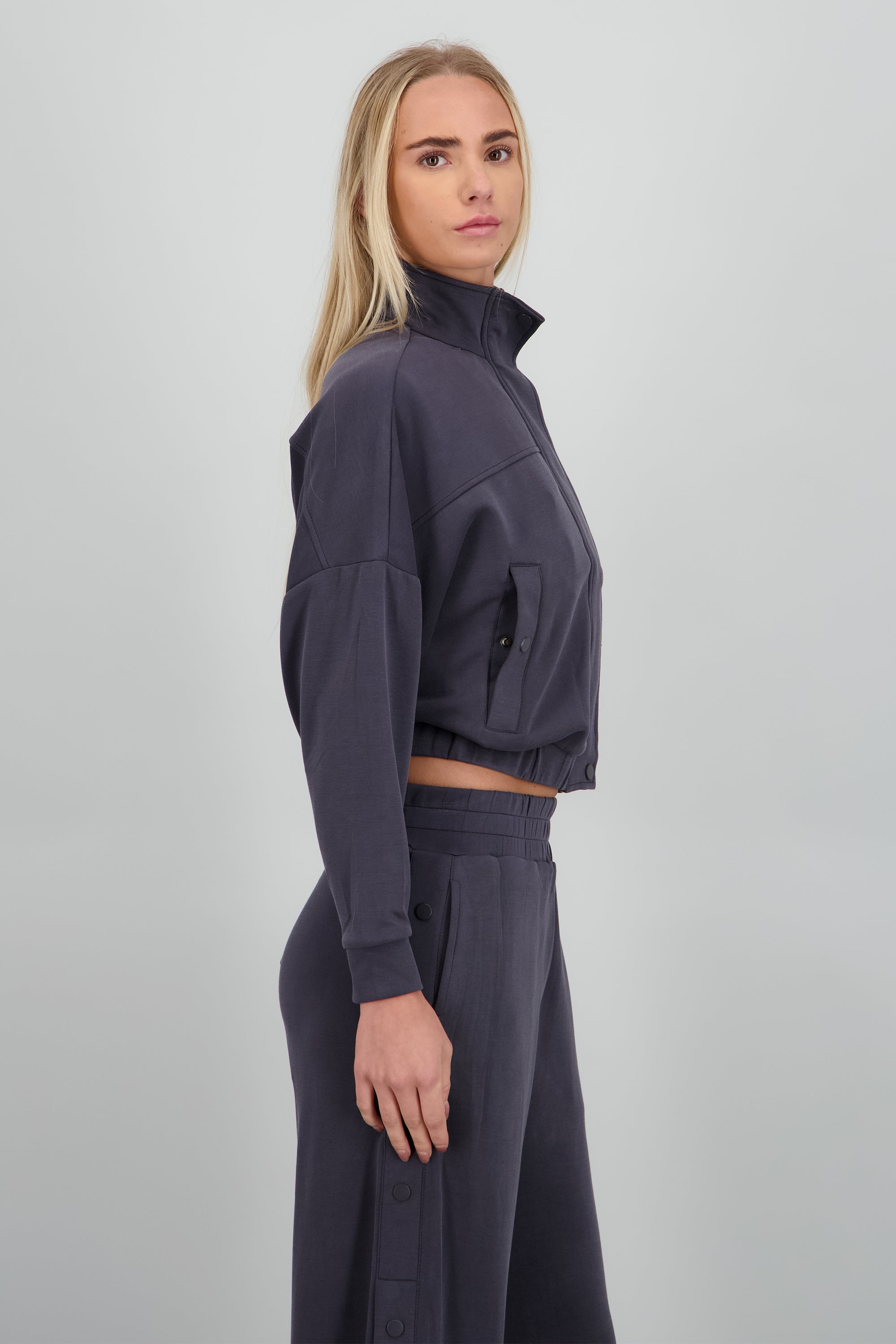 Sudadera con cierre y botones GRIS