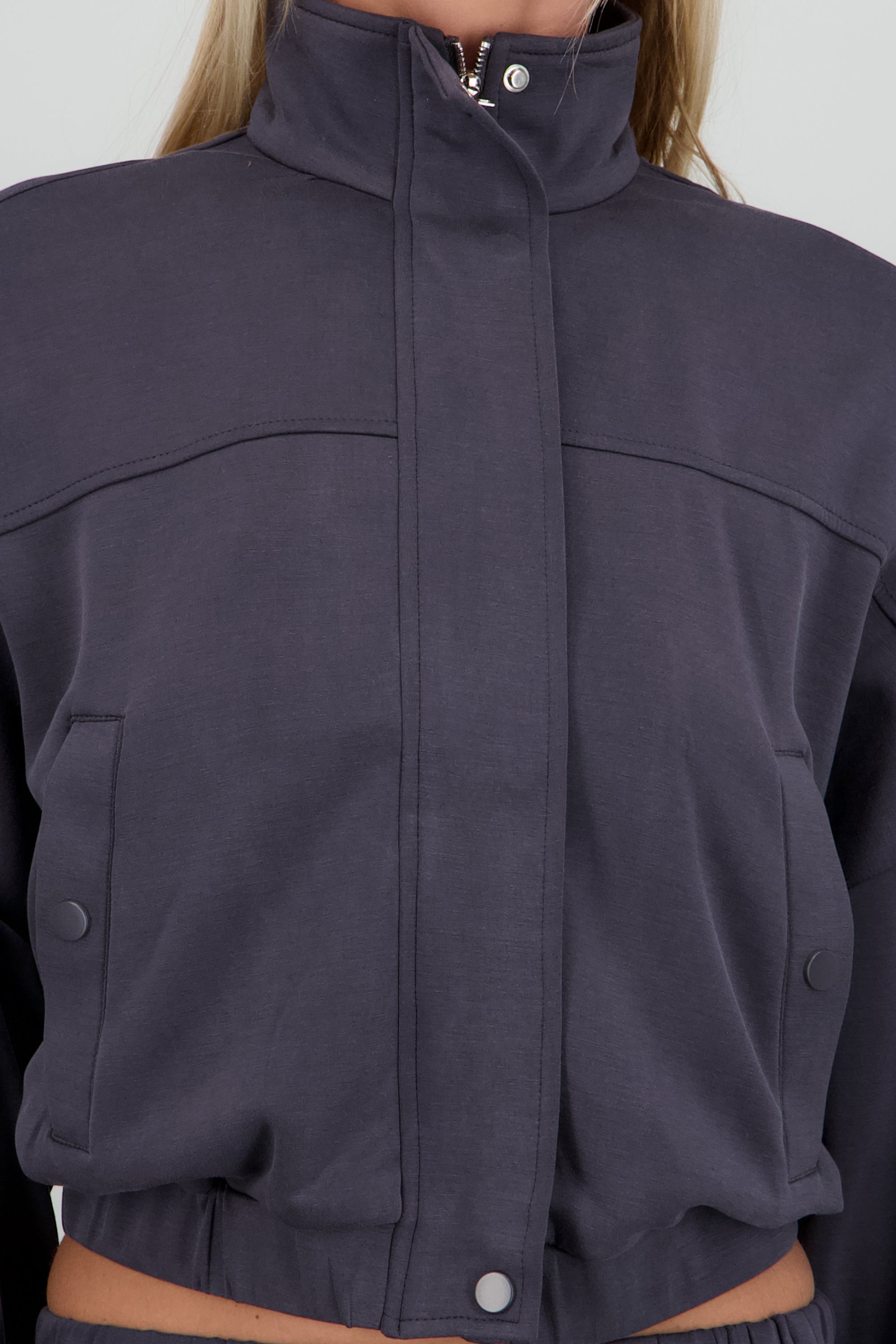 Sudadera con cierre y botones GRIS