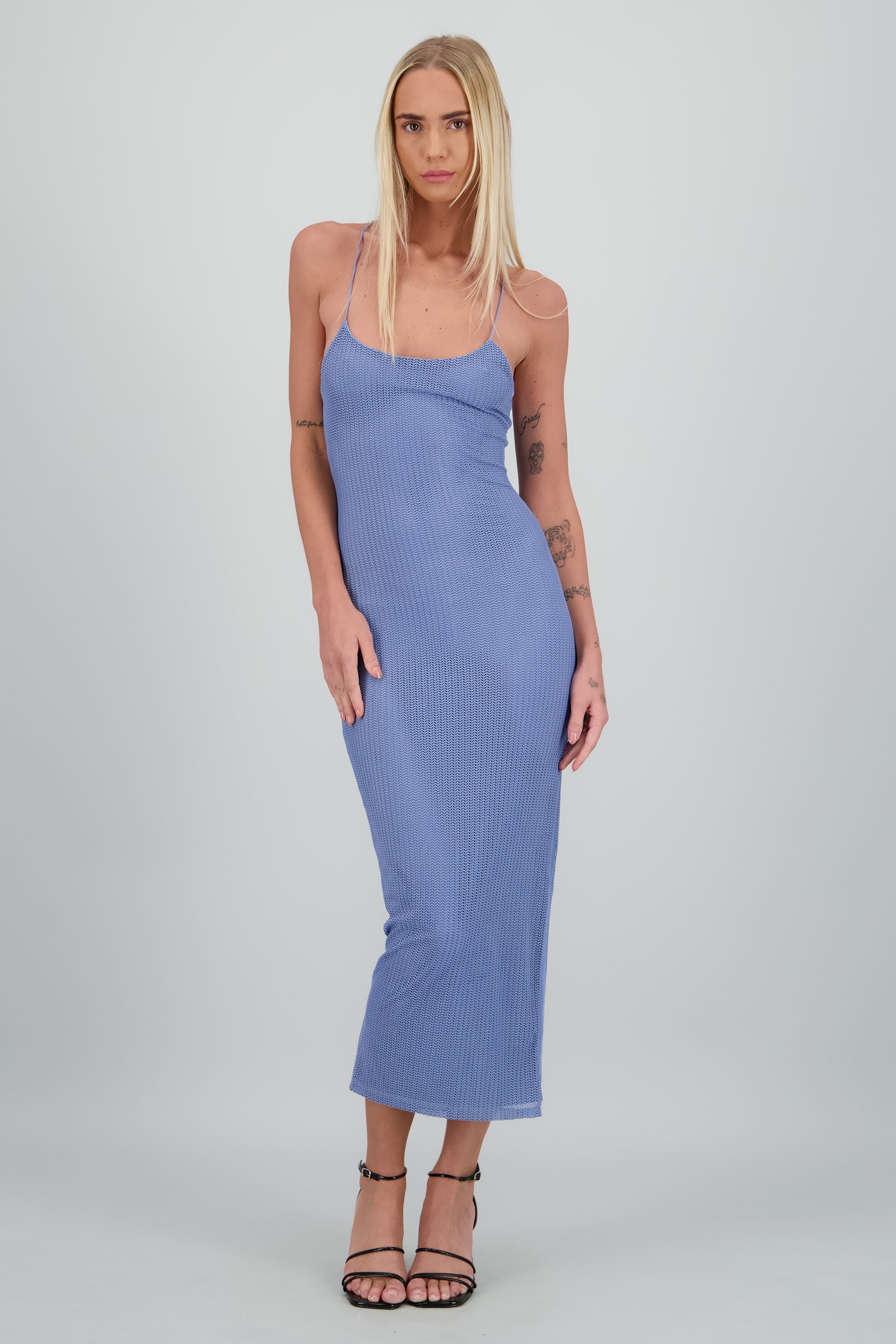 Vestido maxi red textura AZUL